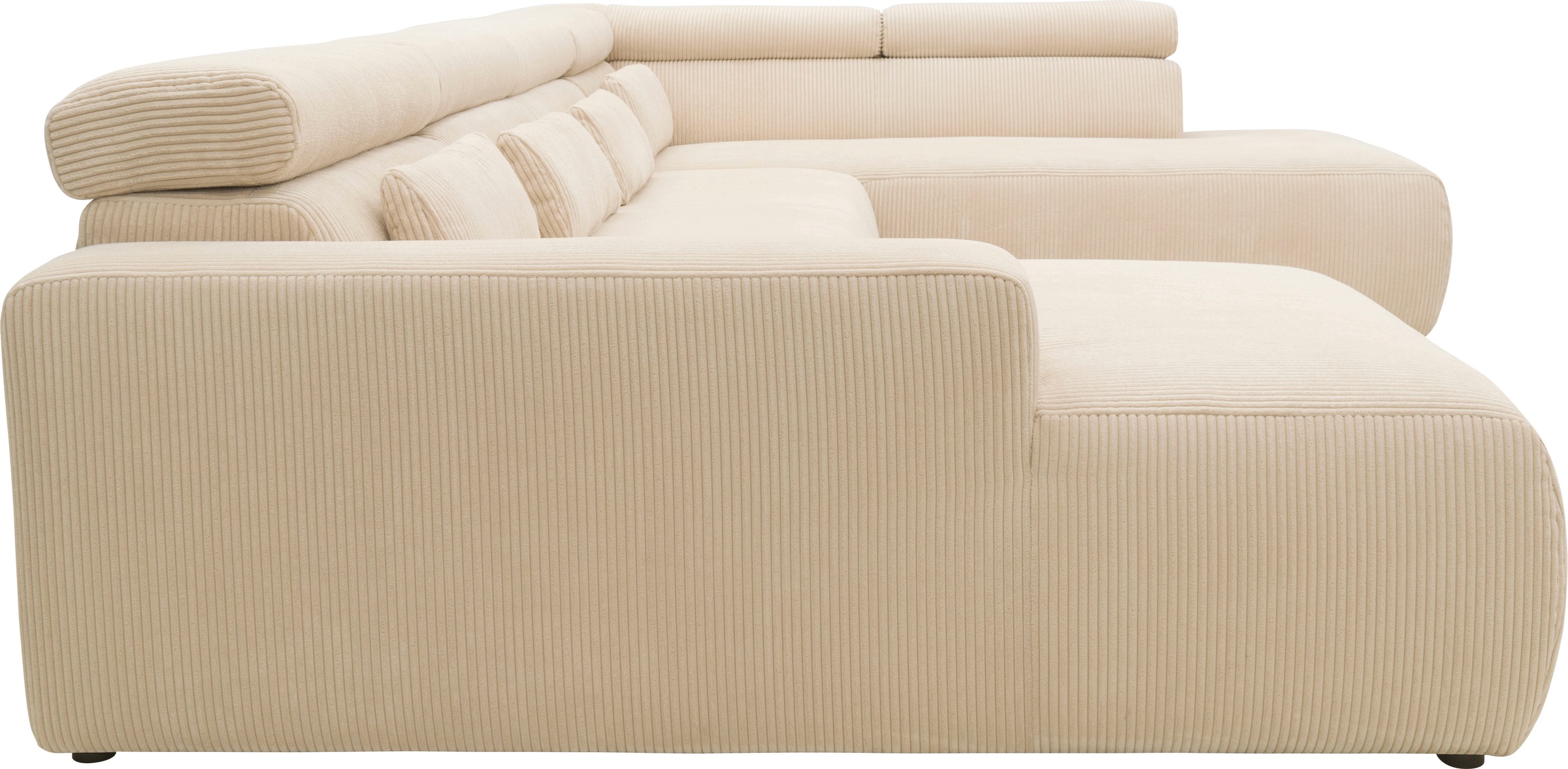 DOMO collection Wohnlandschaft »Brandon viele Bezugsarten, auch in Cord und Leder, incl. Nierenkissen«, mit Kopfteilverstellung, wahlweise Sitztiefenverstellung, U-Form