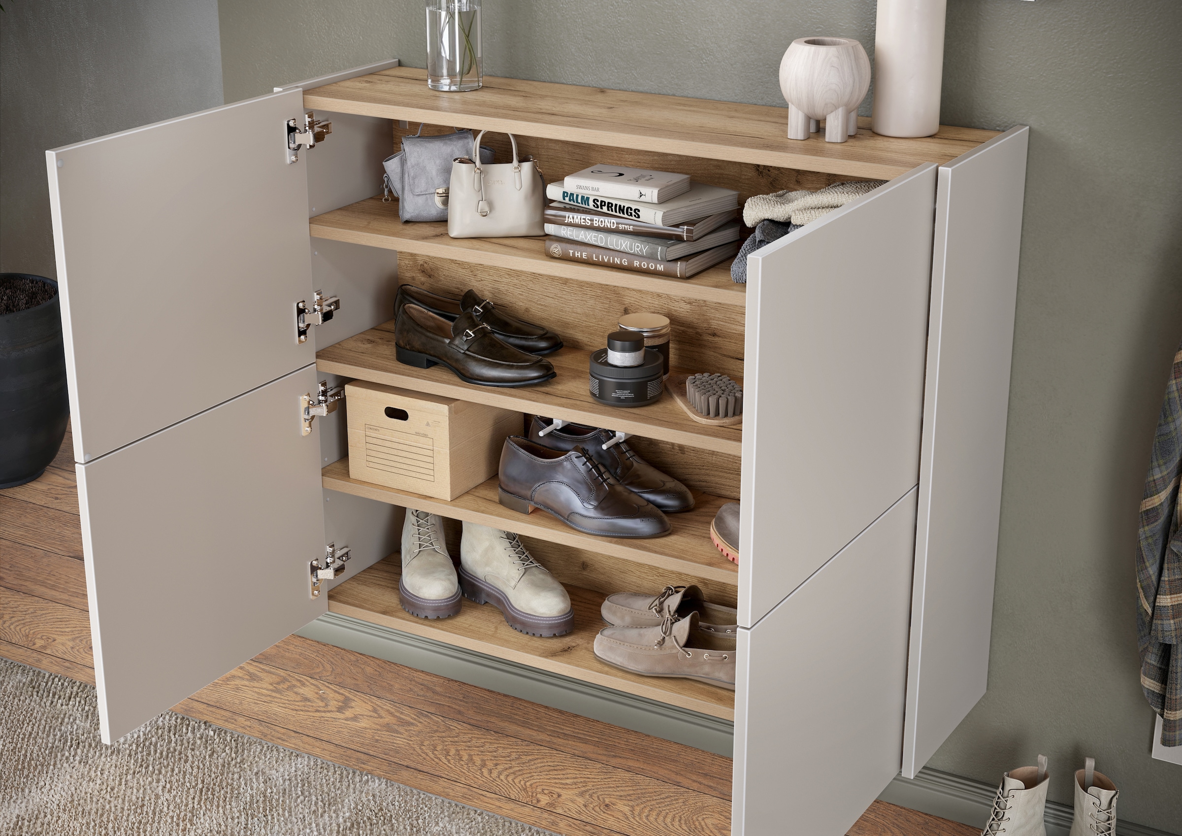 GERMANIA Hängeschuhschrank »Binetto« 1 Stk. tlg. Garderobenschrank, Push-to-open, verstellbare Böden, Tiefe: 27cm
