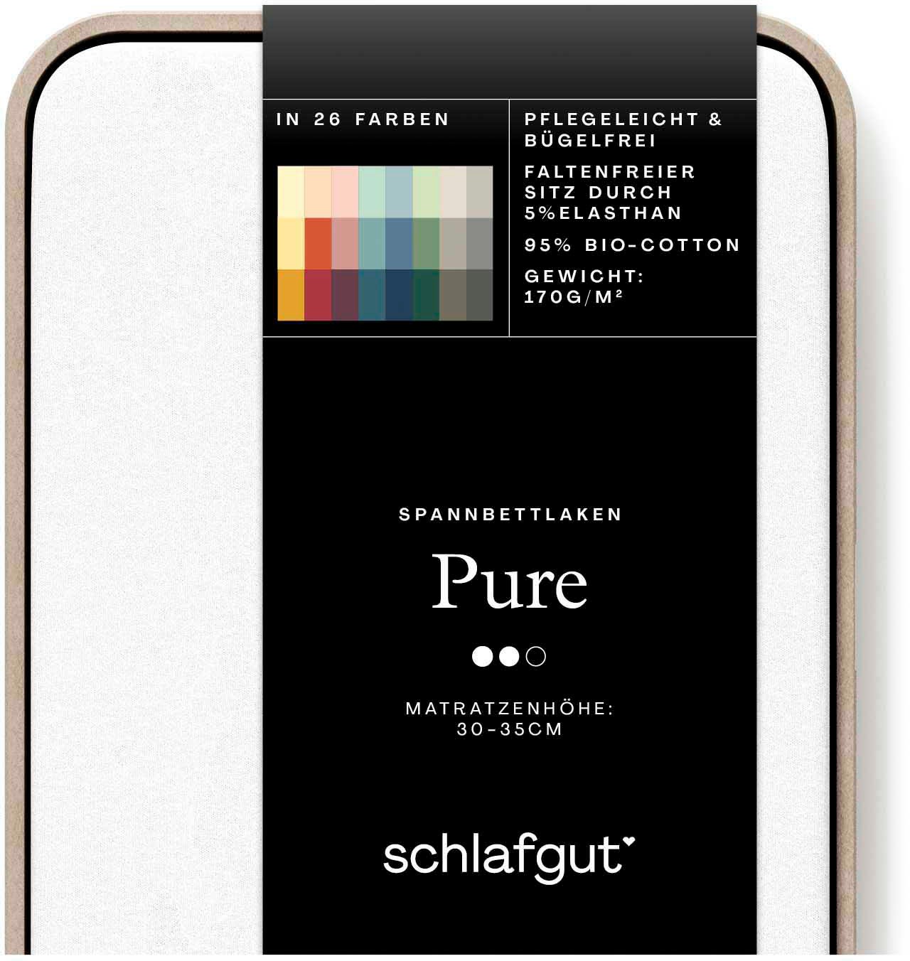 Schlafgut Spannbettlaken »PURE Bio-Baumwolle mit Elasthan, dehnbar blickdicht, straff, Bettlaken«, PREMIUM Laken für Matratzen bis 30cm Höhe, in 90x200, 140x200, 180x200