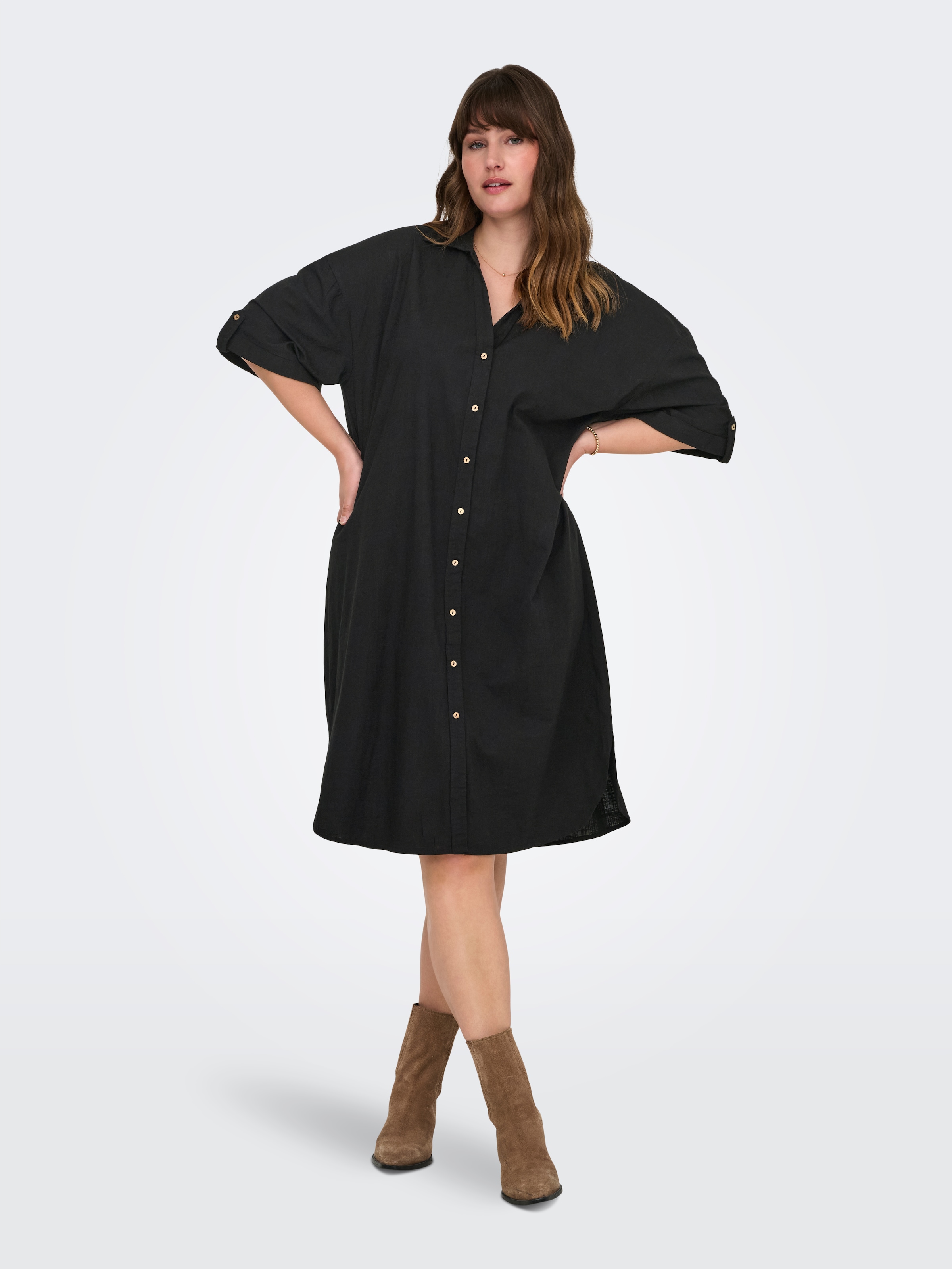 ONLY CARMAKOMA Blusenkleid »CARCOCO SS BLK SHIRT DRESS WVN«