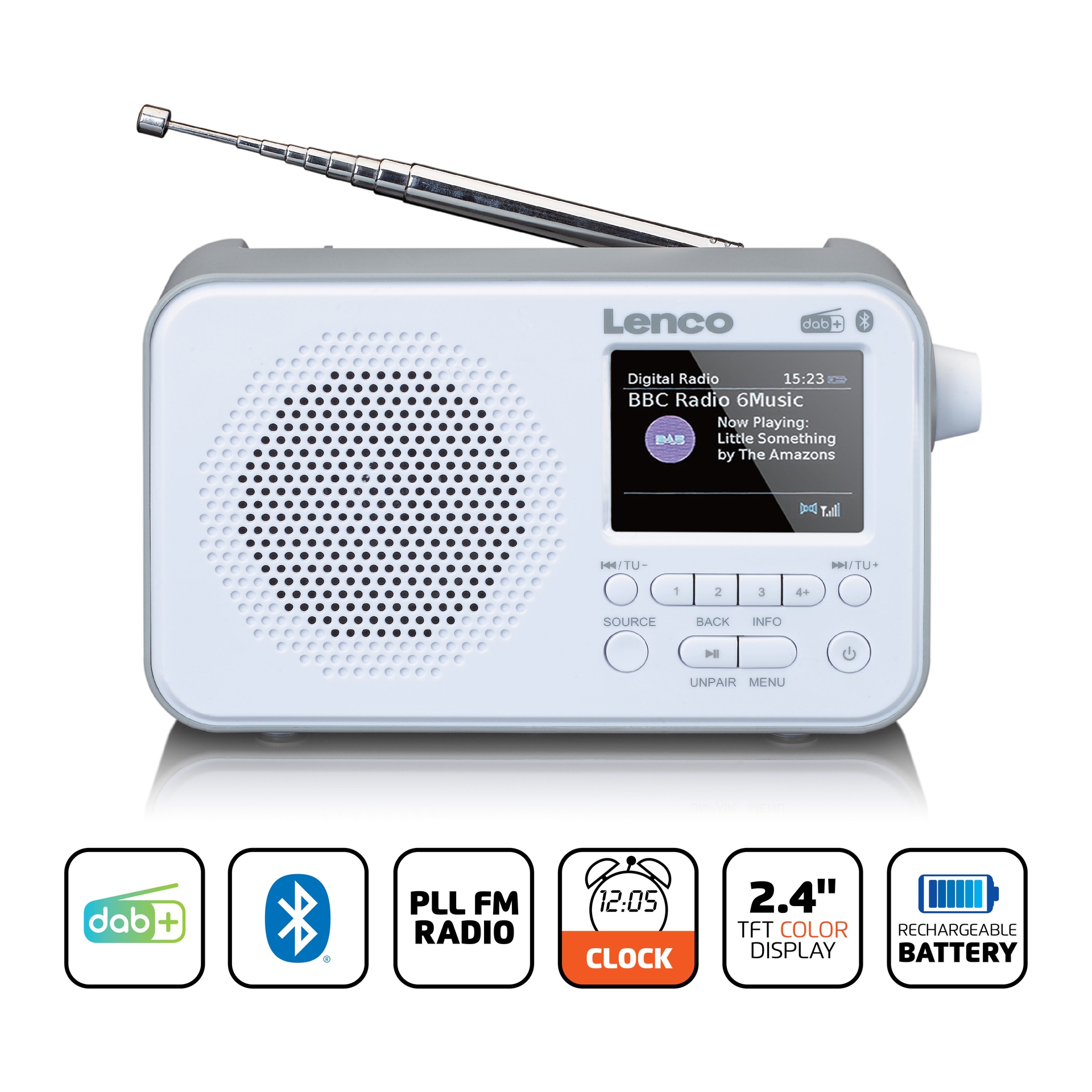 Lenco Digitalradio (DAB+) »PDR-036WH - DAB+/FM-Radio«, (Digitalradio (DAB+)  auf Rechnung kaufen