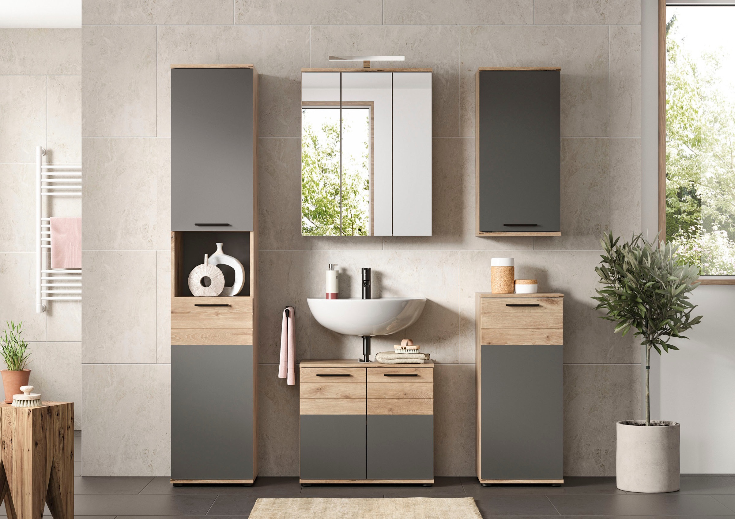 INOSIGN Badmöbel-Set »Riga, 5 teilig, inklusive LED Beleuchtung, bestehend günstig online kaufen