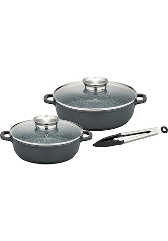 Pfannen-Set »Gourmet Granit«, Aluminiumguss, (Set, 5 tlg., 1x Servierpfanne mit...