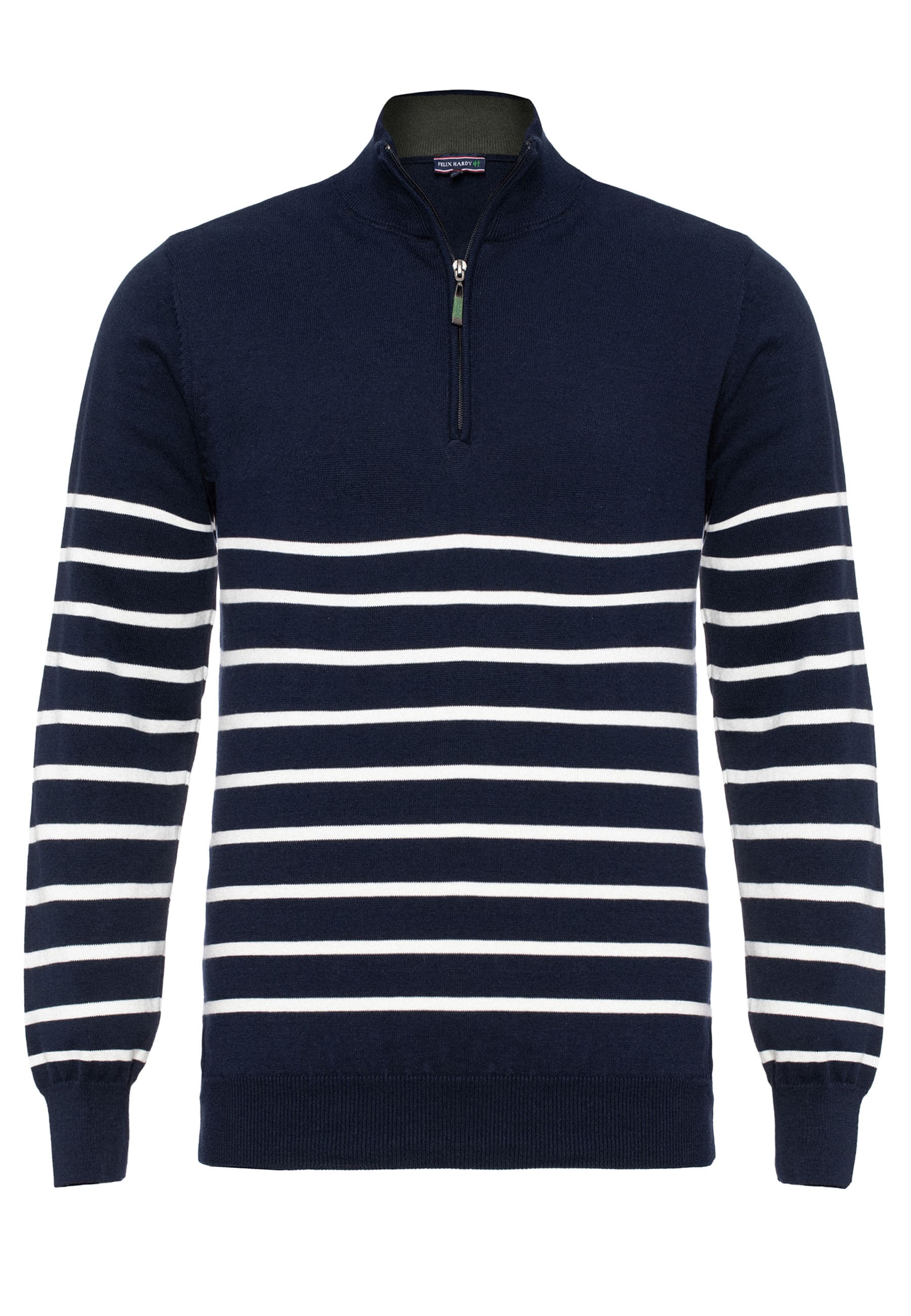 Felix Hardy Stehkragenpullover »Gestreifter Pullover mit halbem Reißverschluss«