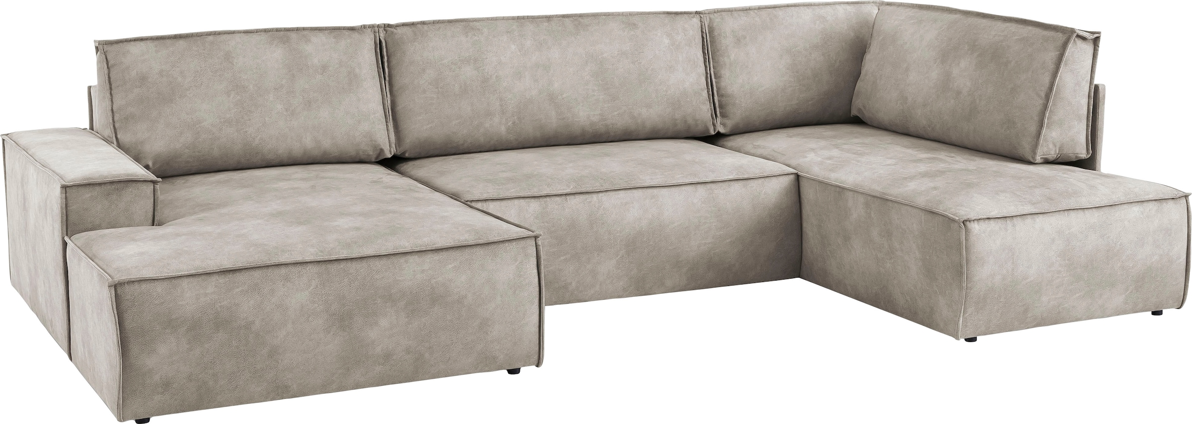 Home affaire Wohnlandschaft »SHERWOOD 329 cm, U-Form, Schlafsofa,«, Schlaffunktion m. Bettkasten (194x139 cm), Cord, Vintage, Samtvelours