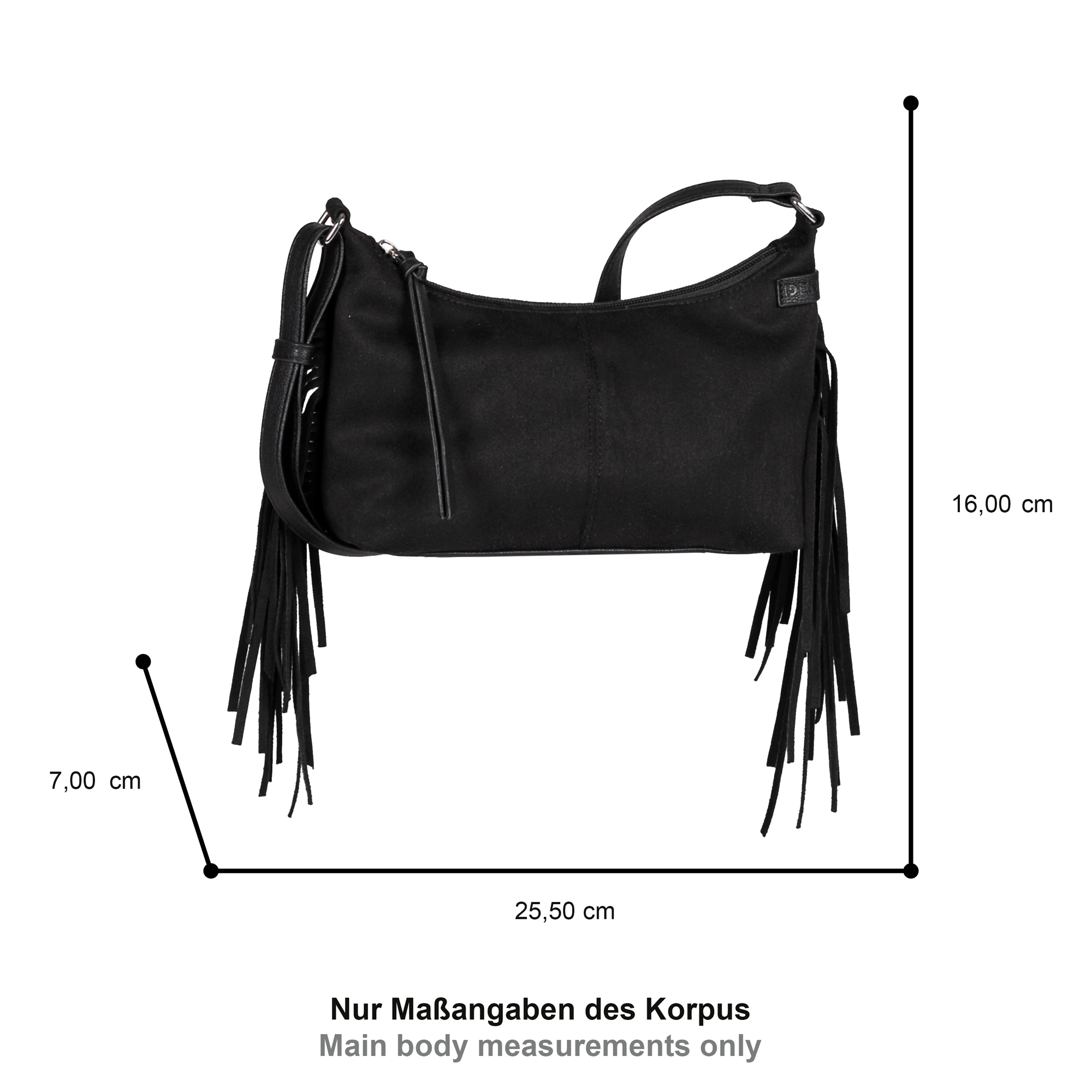 TOM TAILOR Denim Umhängetasche »Deyanira« Damen Schultertasche, Handtasche mit weich fallenden Fransen