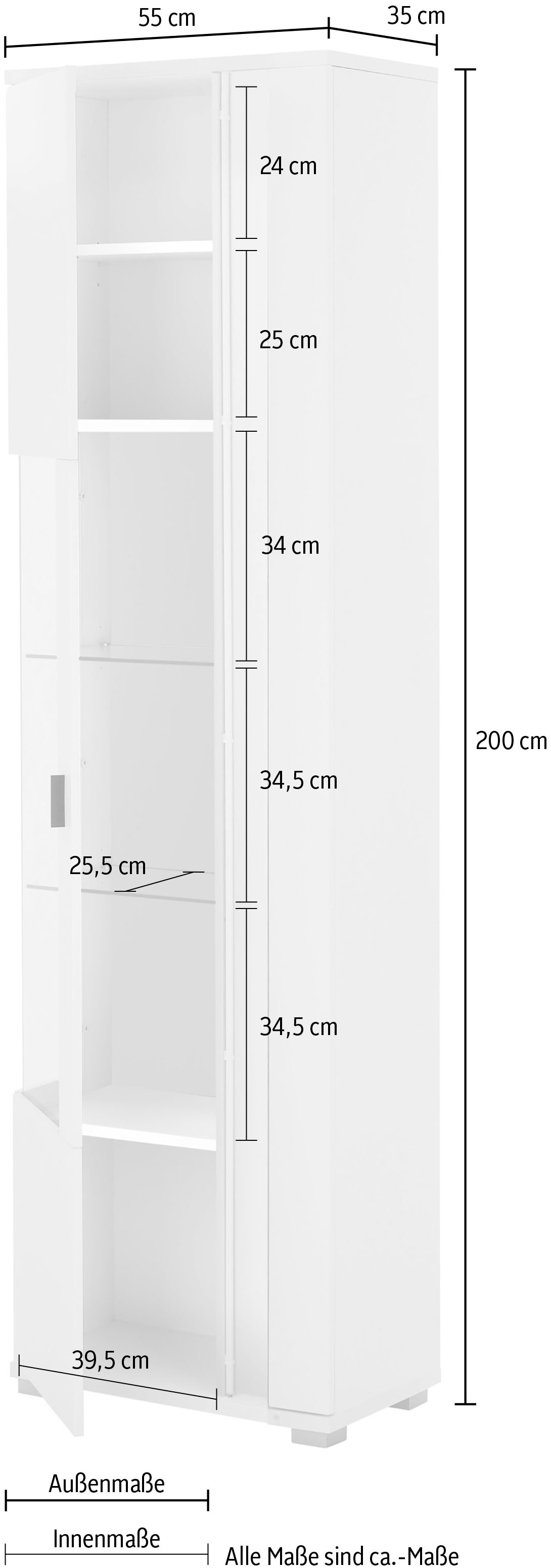 INOSIGN Vitrine »LONG ISLAND«, (1 St.), in moderner Trendfarbe,inklusive senkrechter Beleuchtung,Breite 55 cm