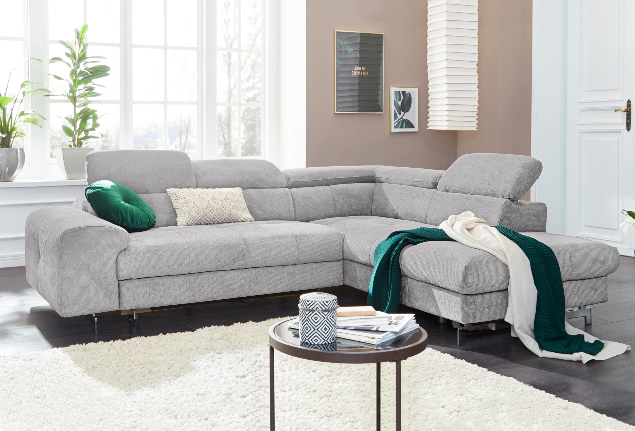 COTTA Ecksofa »Chef L-Form«, mit Kopfteilverstellung, wahlweise mit Bettfunktion & Bettkasten