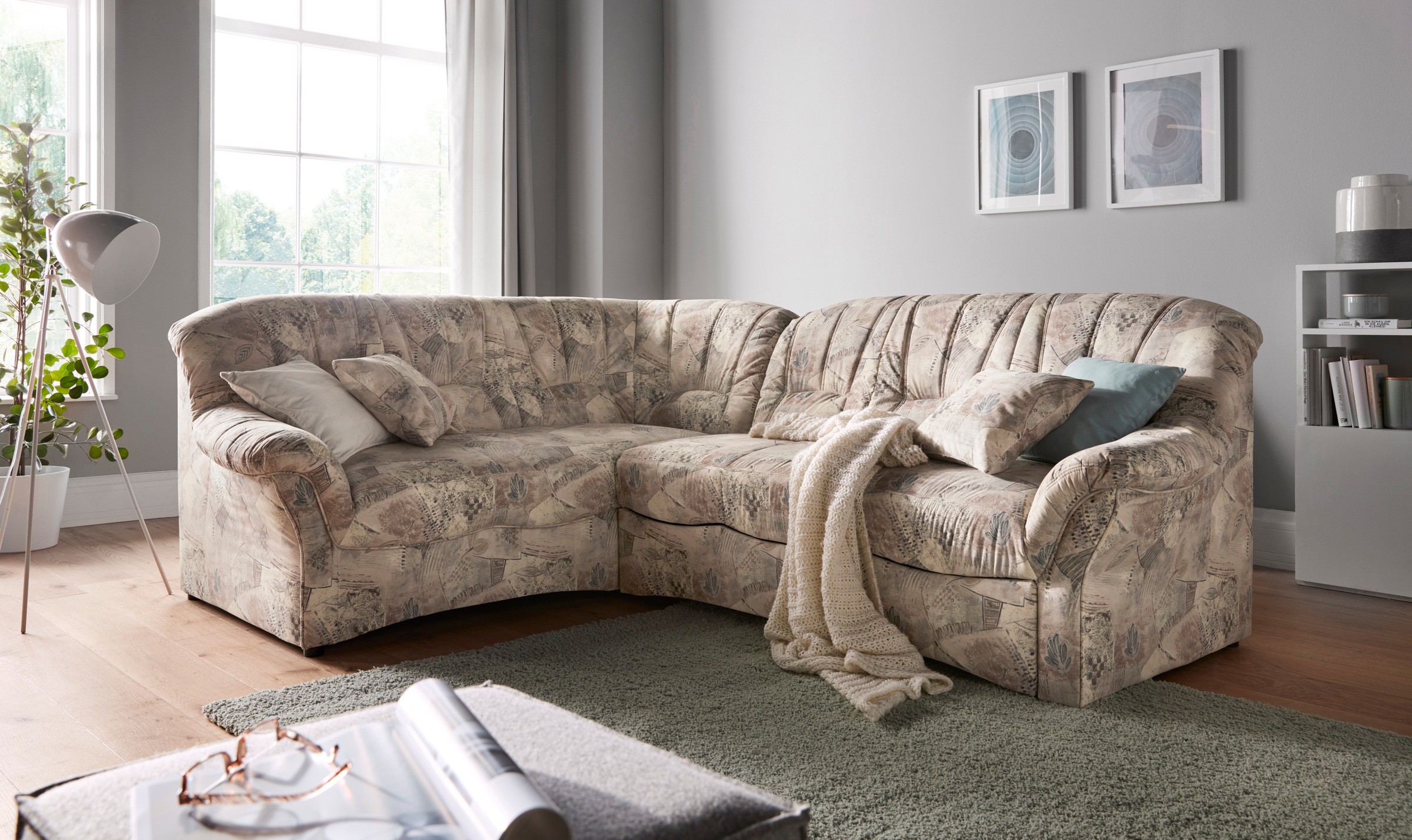 DOMO collection Ecksofa »Bahia, zeitlos und elegant, bequeme Armlehnen, L-F günstig online kaufen