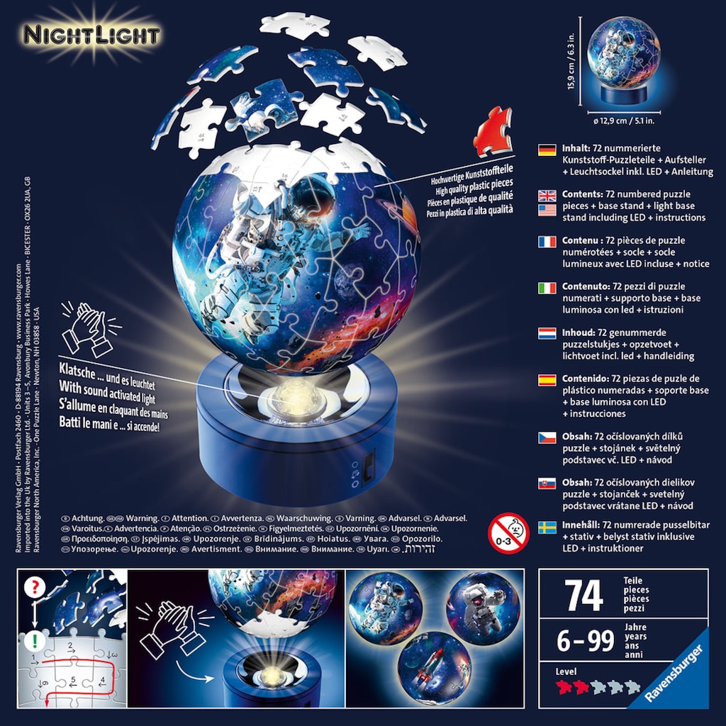 Ravensburger Puzzleball »Nachtlicht Astronauten im Weltall«