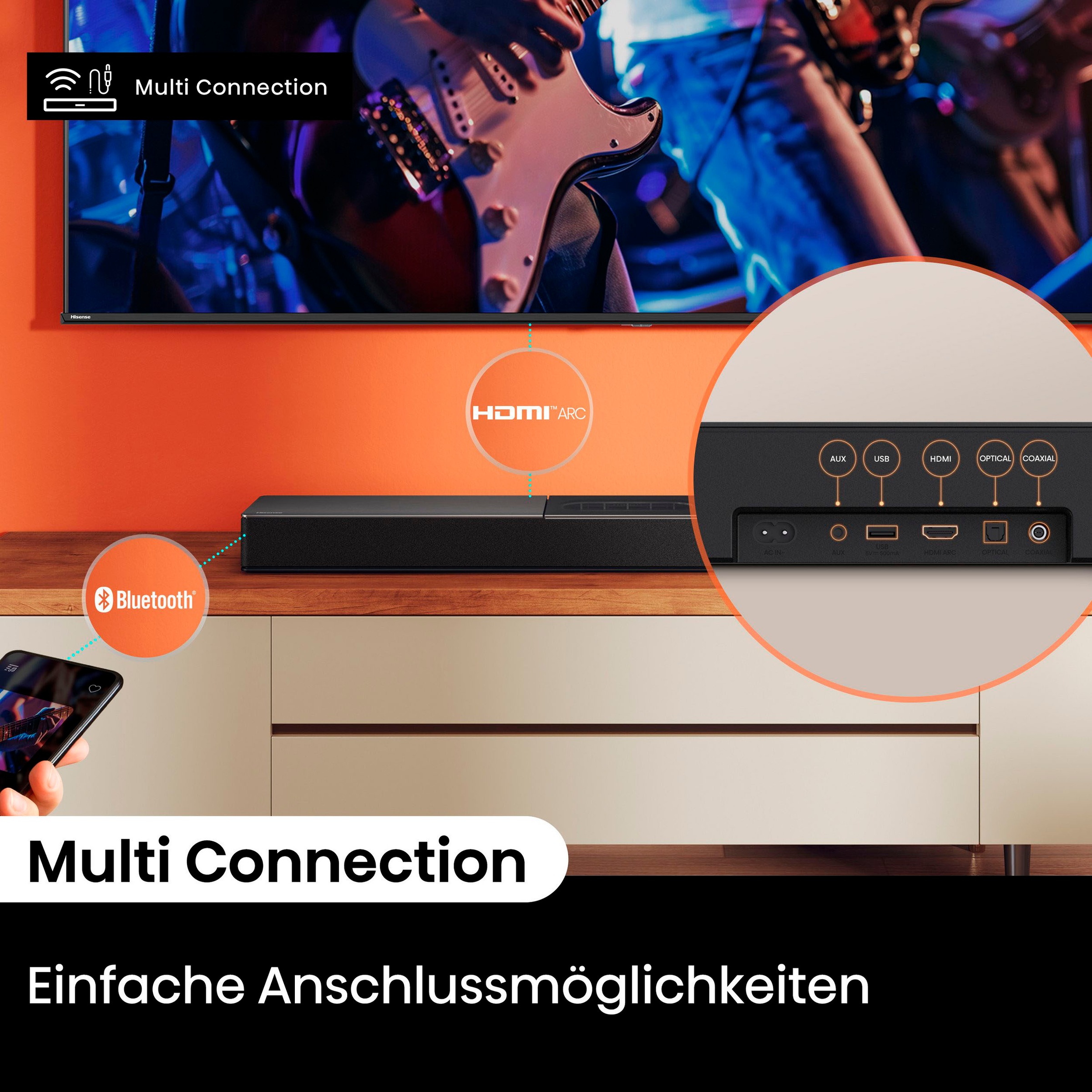 Hisense Mini-LED-Fernseher »55E8S« 139 cm/55 ″ Smart-TV inkl. HS2000 Soundbar im Wert von UVP €129