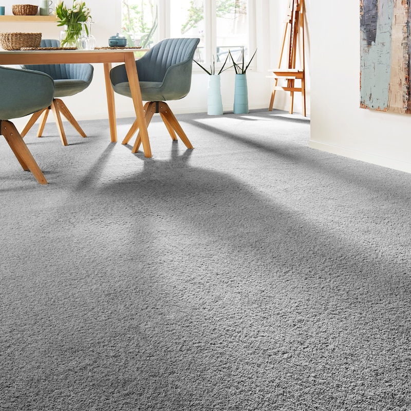 ANDIAMO Teppichboden »Verona, Velours, Made in Belgium« rechteckig 6 mm Höhe Uni Farben, Breite 400 cm oder 500 cm, strapazierfähig, pflegeleicht grau