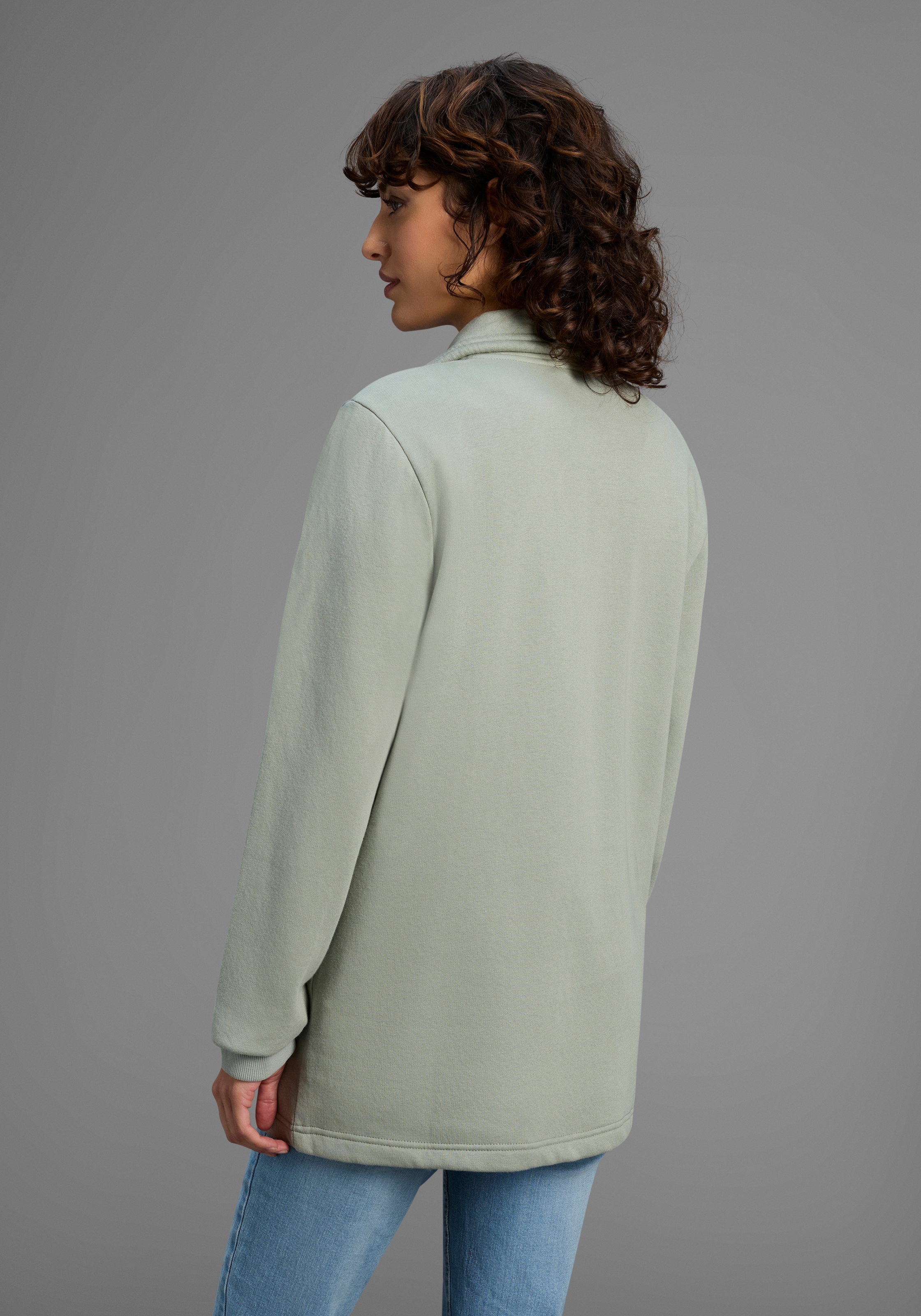 Laura Scott Sweatjacke Weiche Baumwollmischung mit Stehkragen und Außentaschen