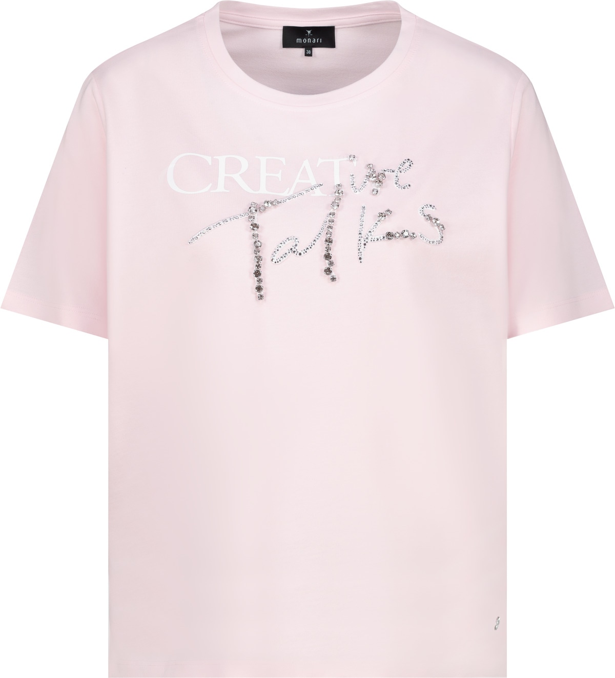 Monari Rundhalsshirt »Shirt Schmuckschrift« mit Glitzersteinchen