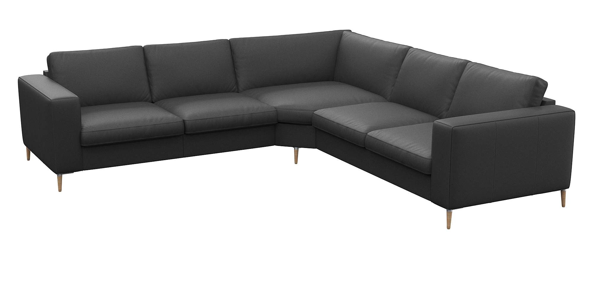 FLEXLUX Ecksofa »Fiore, gleichschenklig, super Sitzkomfort durch Kaltschaum im Sitz«, breite Armlehnen, Füße Alu+ Eiche, L-Form