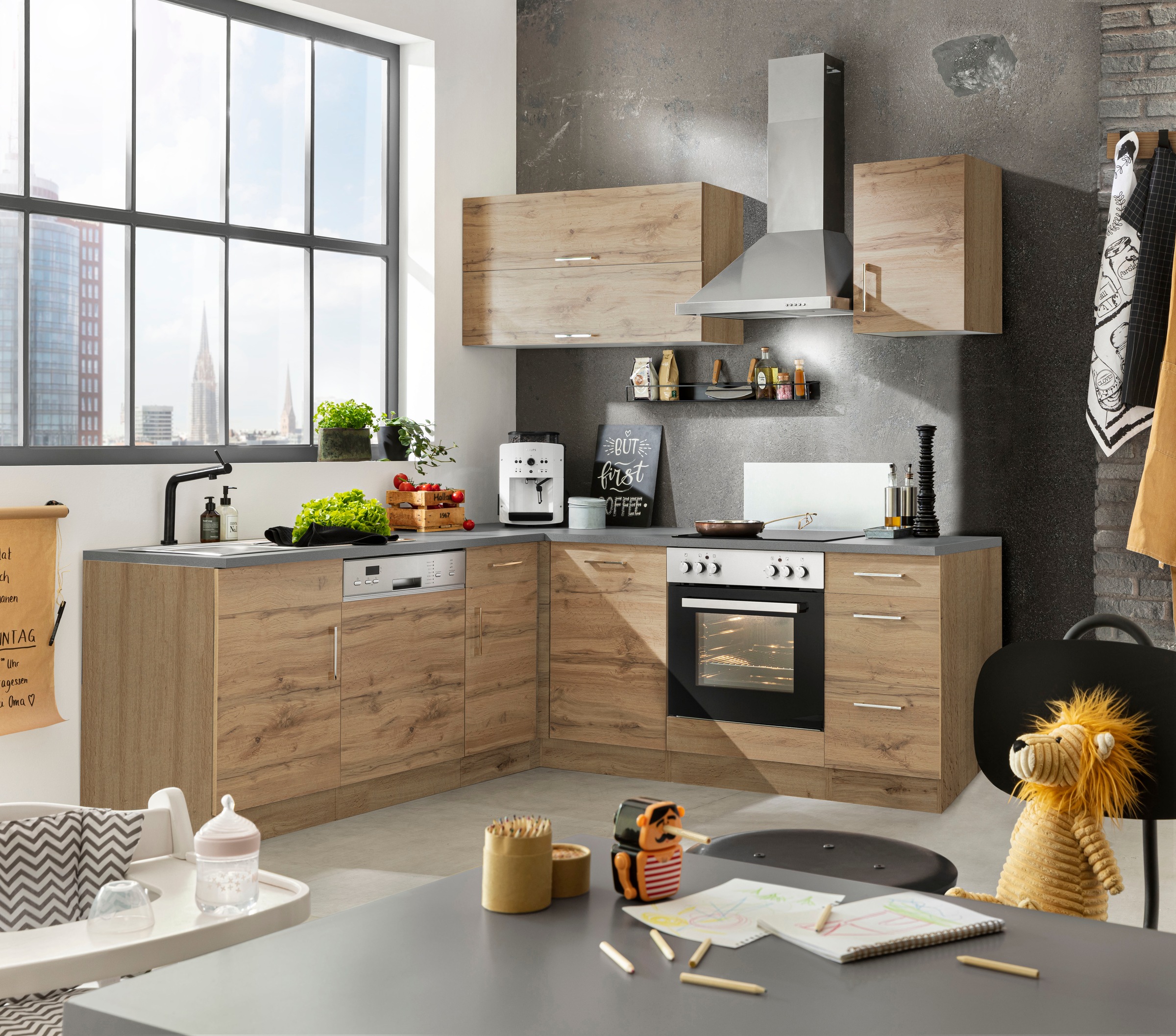 KOCHSTATION Winkelküche "KS-Colmar" ohne E-Geräte, Stellbreite 210/210 cm günstig online kaufen