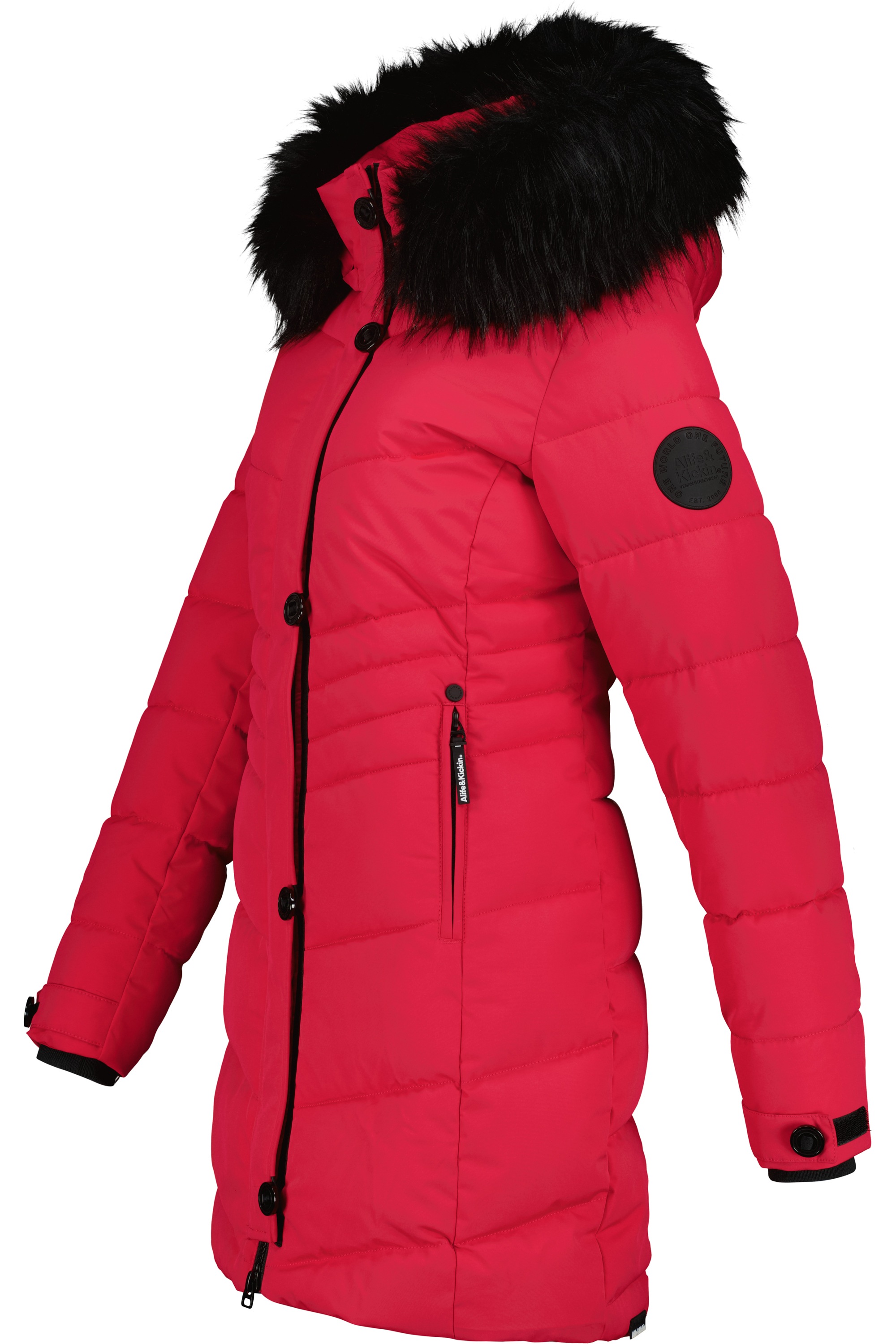 Alife & Kickin Winterjacke »Damen AmaliaAK A«, mit Kapuze, Lange gefütterte Damenwinterjacke mit abnehmbarer Kunstfellkapuze