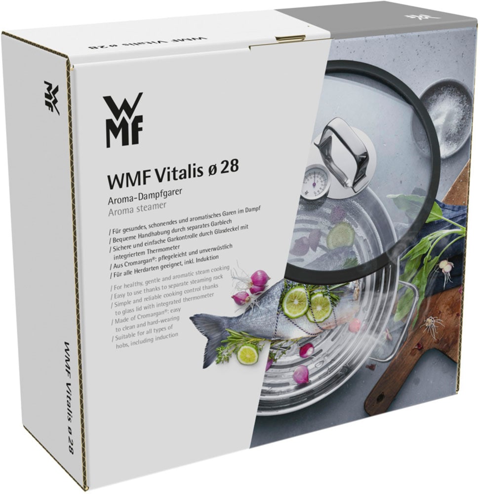 WMF Dampfgartopf »Vitalis, Bräter Induktion mit Glasdeckel und Silikonrand« Cromargan® Edelstahl Rostfrei 18/10