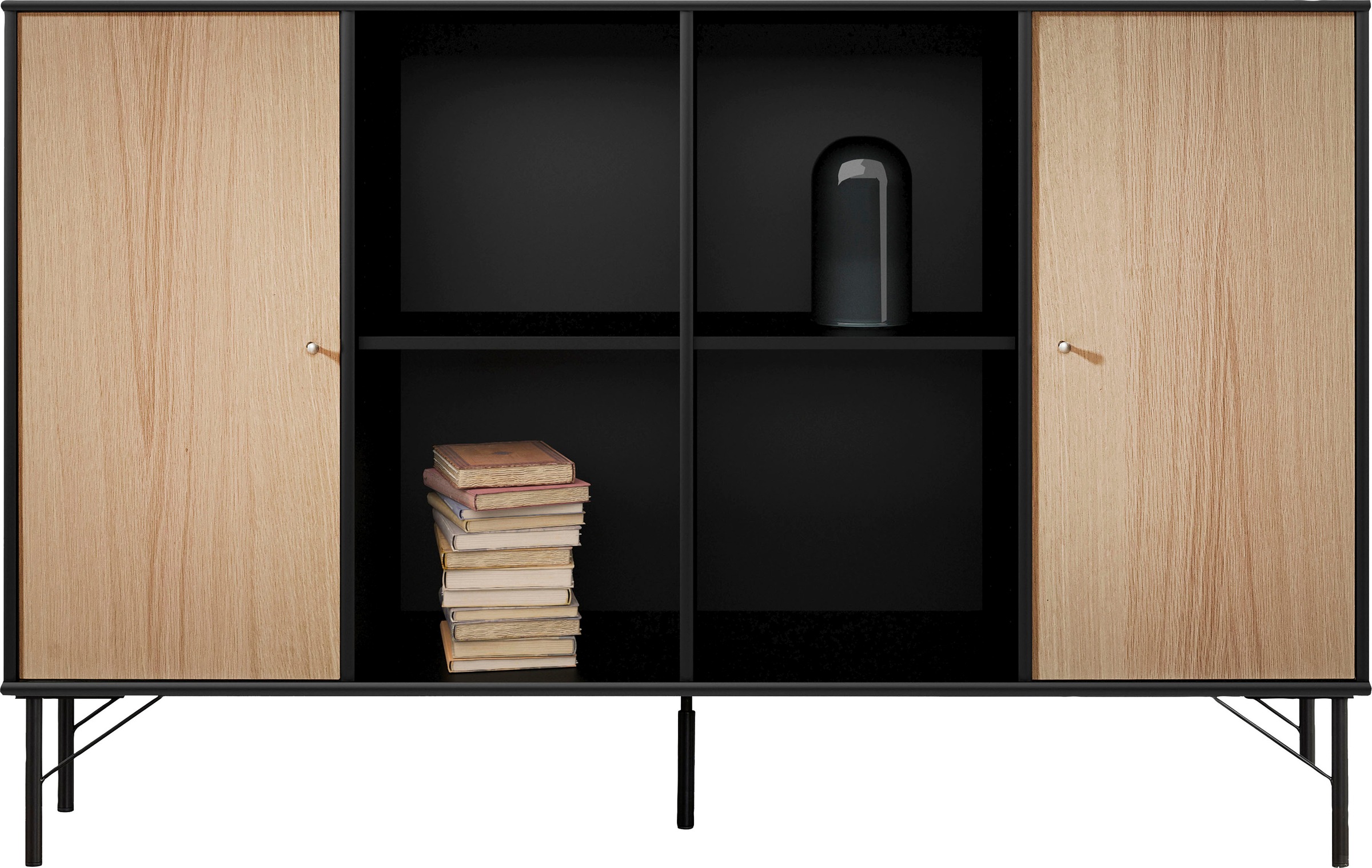 Hammel Furniture Sideboard »Mistral Kubus«, mit zwei Türen und Metall Füße, Breite: 136 cm