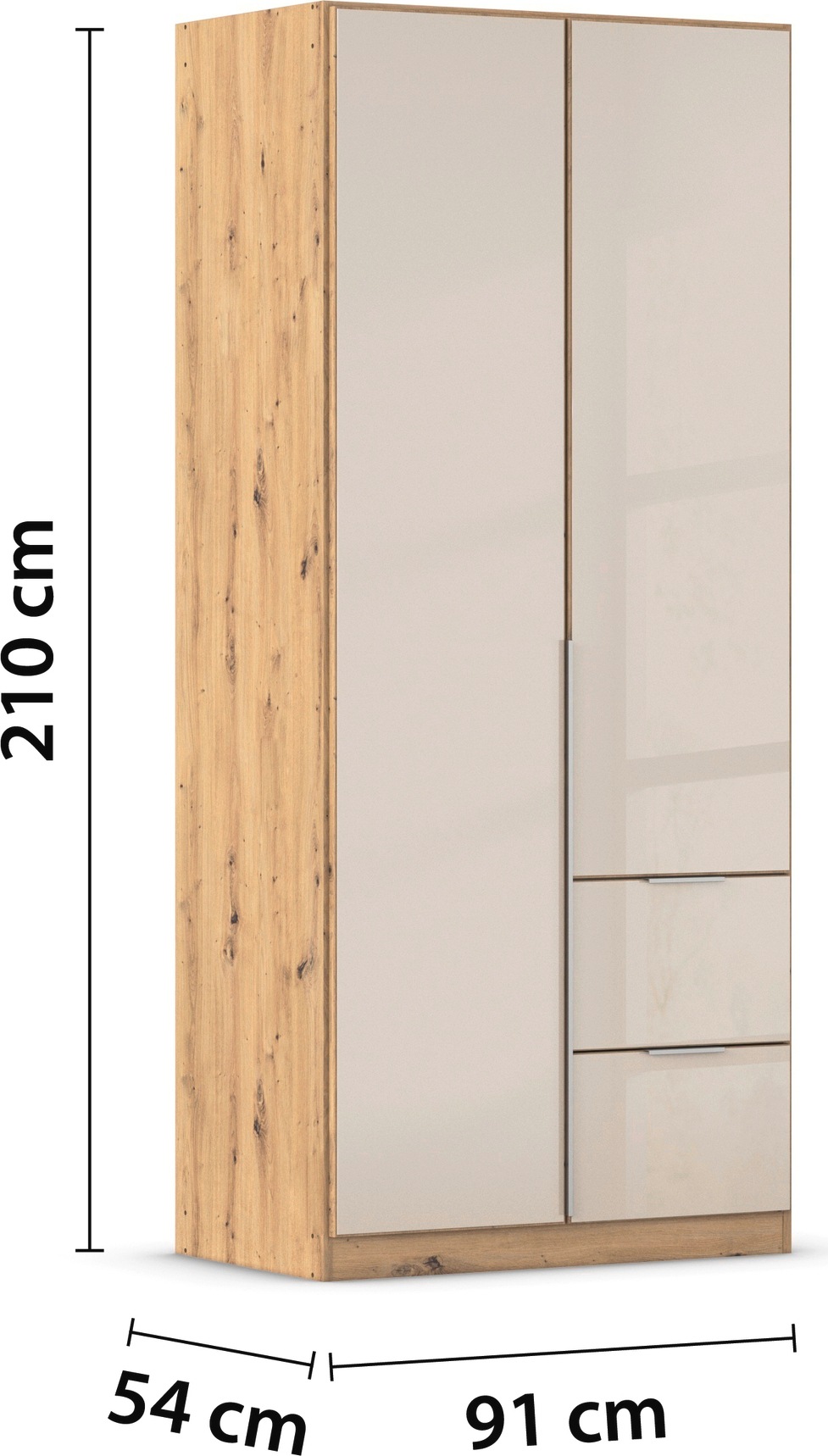 OTTO home Drehtürenschrank »Kleiderschrank Kleiderschränke Schrank Garderobe AGORDO mit Glasfront« in zwei Griff-Farben, Breiten 91-360 cm,  mit Außenschubkästen, in 7 Breiten und 2 Höhen MADE IN GERMANY