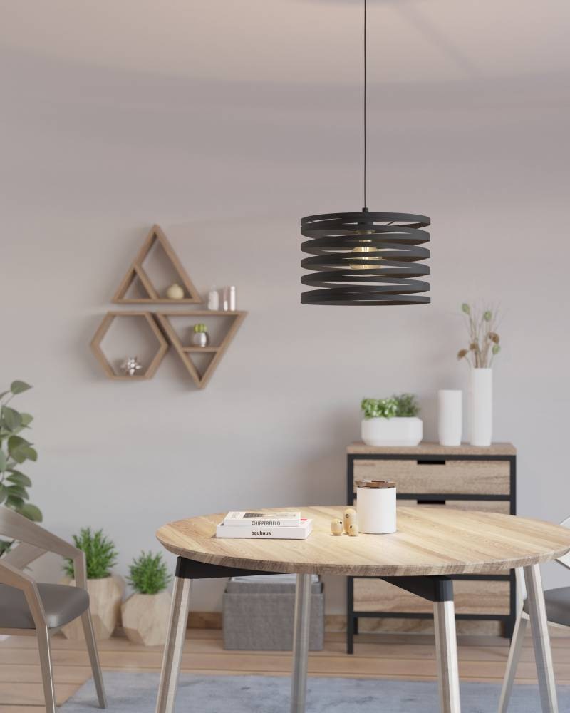 EGLO Hängeleuchte »CREMELLA Pendellampe, Stahl, IP20, E27, Esszimmerlampe, Vintage, Lampe«, 1 flammig, Leuchtmittel E27 | ohne Leuchtmittel, Hängeleuchte, H110 x Ø37 cm, schwarz, 1X40W exkl.