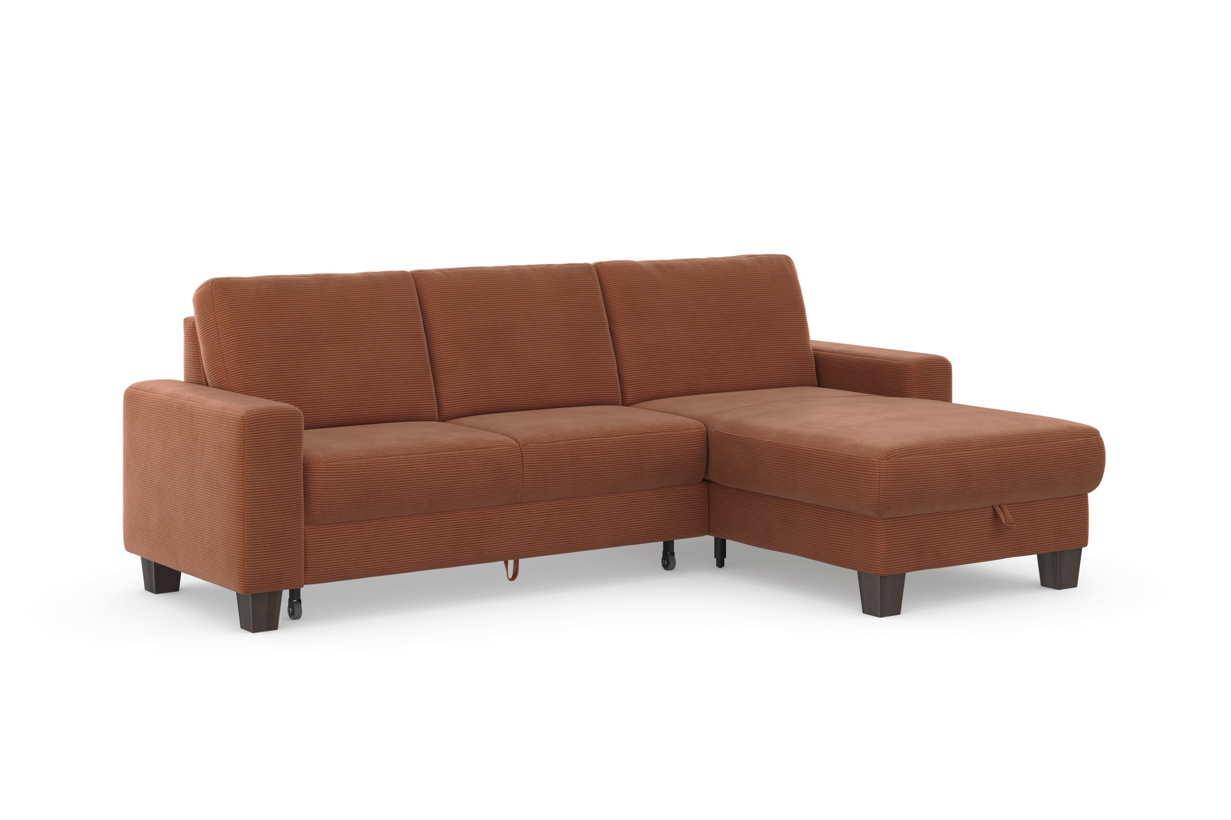 Home affaire Ecksofa »Summer L-Form«, mit Recamiere, mit oder ohne Bettfunktion und Bettkasten, Cord-Bezug