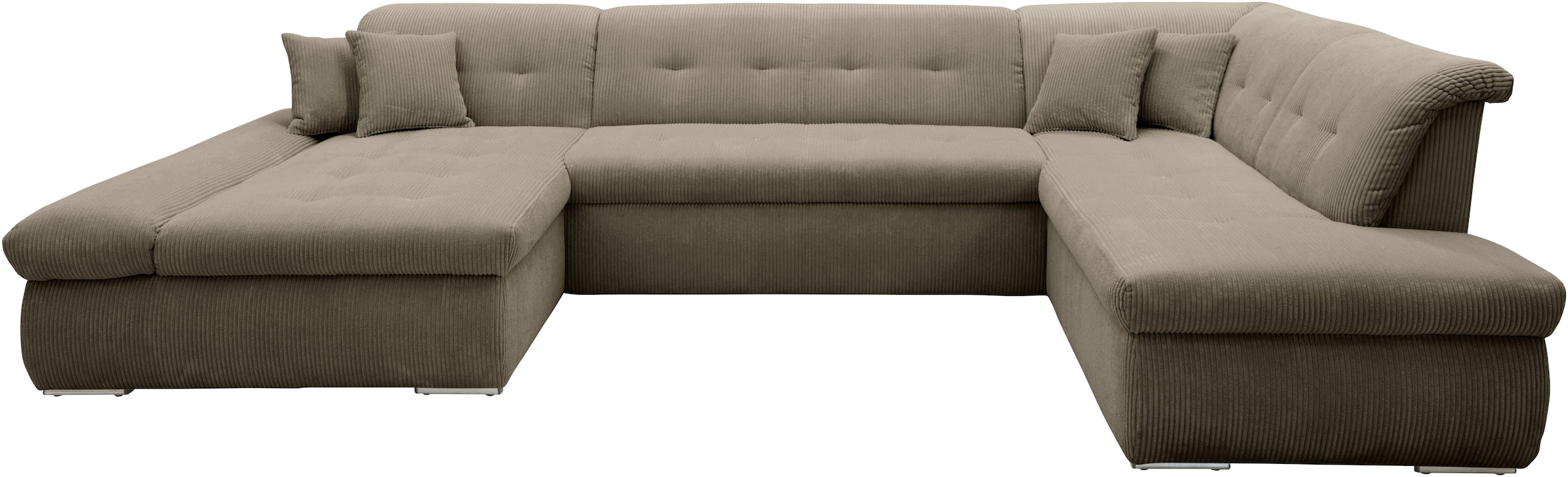 DOMO collection Wohnlandschaft »Moric U-Form auch in Cord«, im XXL-Format, wahlweise mit Bettfunktion und Armlehnenverstellung