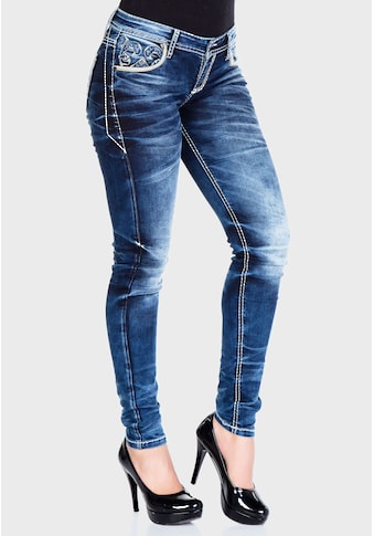 Cipo & Baxx Slim-fit-Jeans, mit bestickten Taschen kaufen