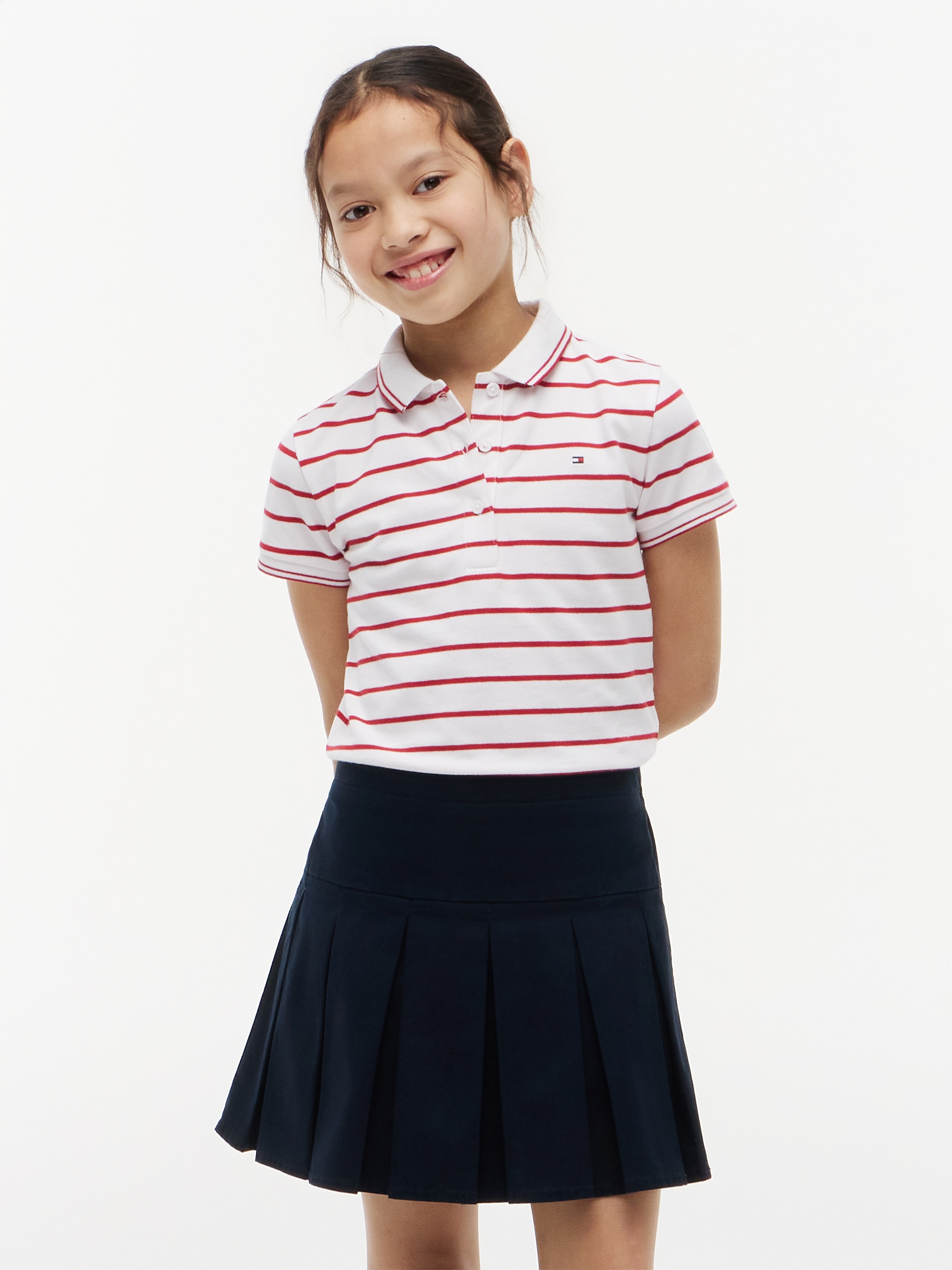 Tommy Hilfiger Poloshirt für Kinder bis 16 Jahre, Polokragen, gewellter Ärmelabschluss