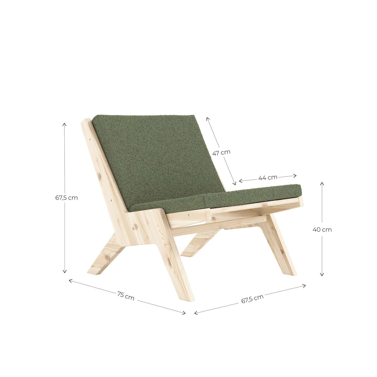 Karup Design Loungesessel »Sway Lounge Chair, ohne Armlehnen, aus FSC®-zertifiziertem Massivholz« Matratze mit Bouclé-Bezug in mehreren Farben, Made in Europe