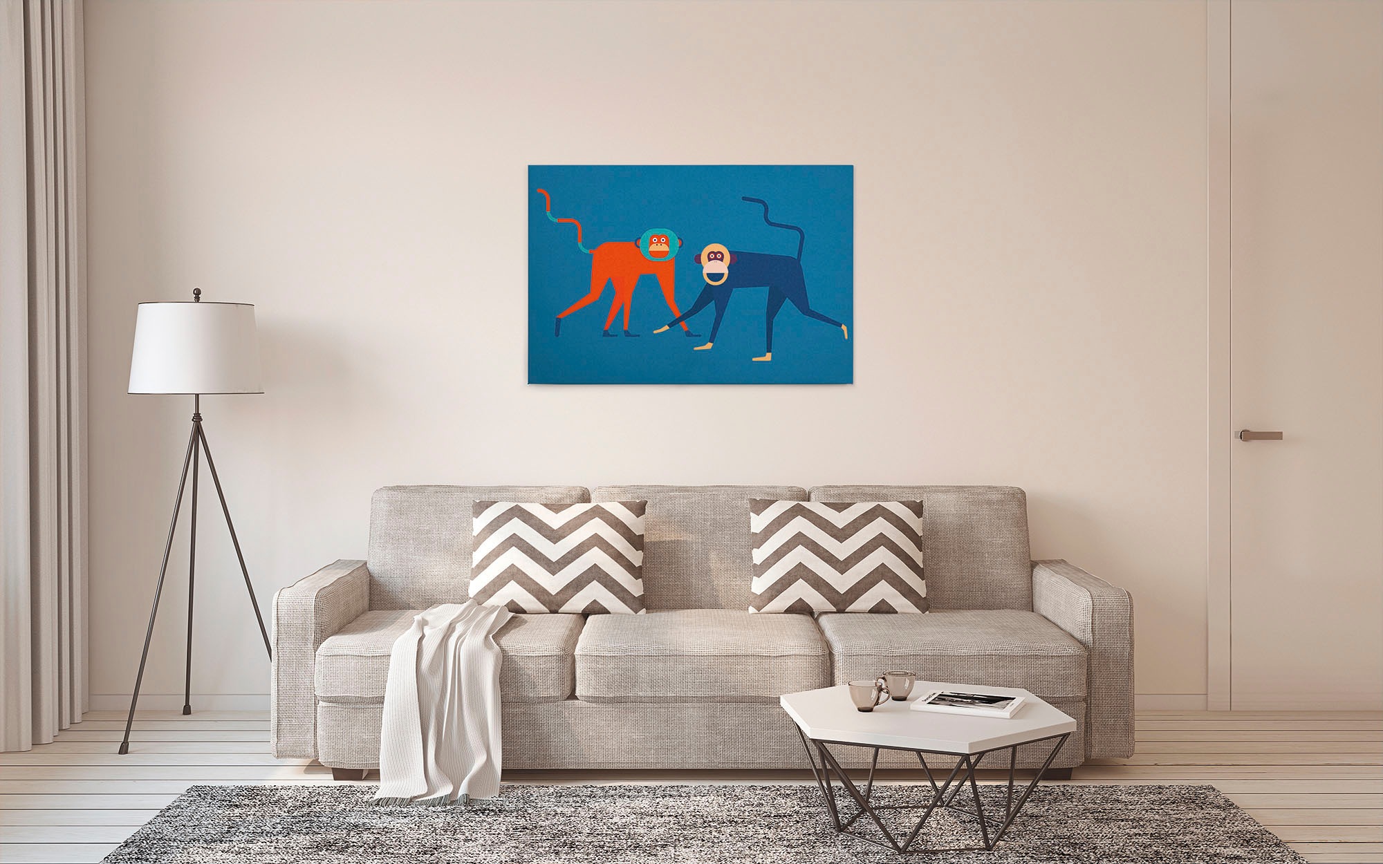 A.S. Création Leinwandbild »monkey business«, Kunst-Tiere-Kinder, (1 St.), Keilrahmen Bild Kunst Affen Bunt Leinwand-Bild Wohnzimmer modern Wand