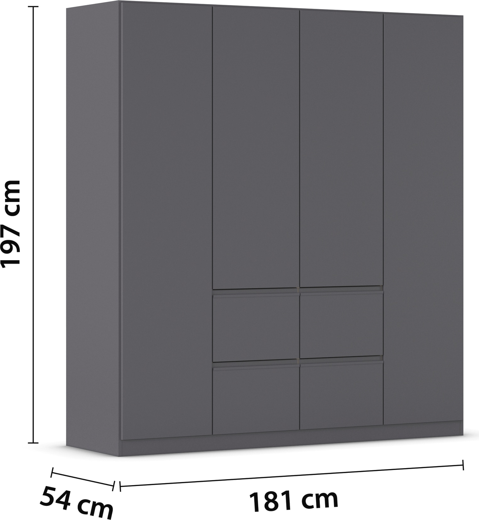 rauch Drehtürenschrank »Kleiderschrank Schrank Garderobe Wäscheschrank BRISTOL in 2 Breiten«, grifflose Front mit Push-to-Open Funktion in 2 Breiten MADE IN GERMANY