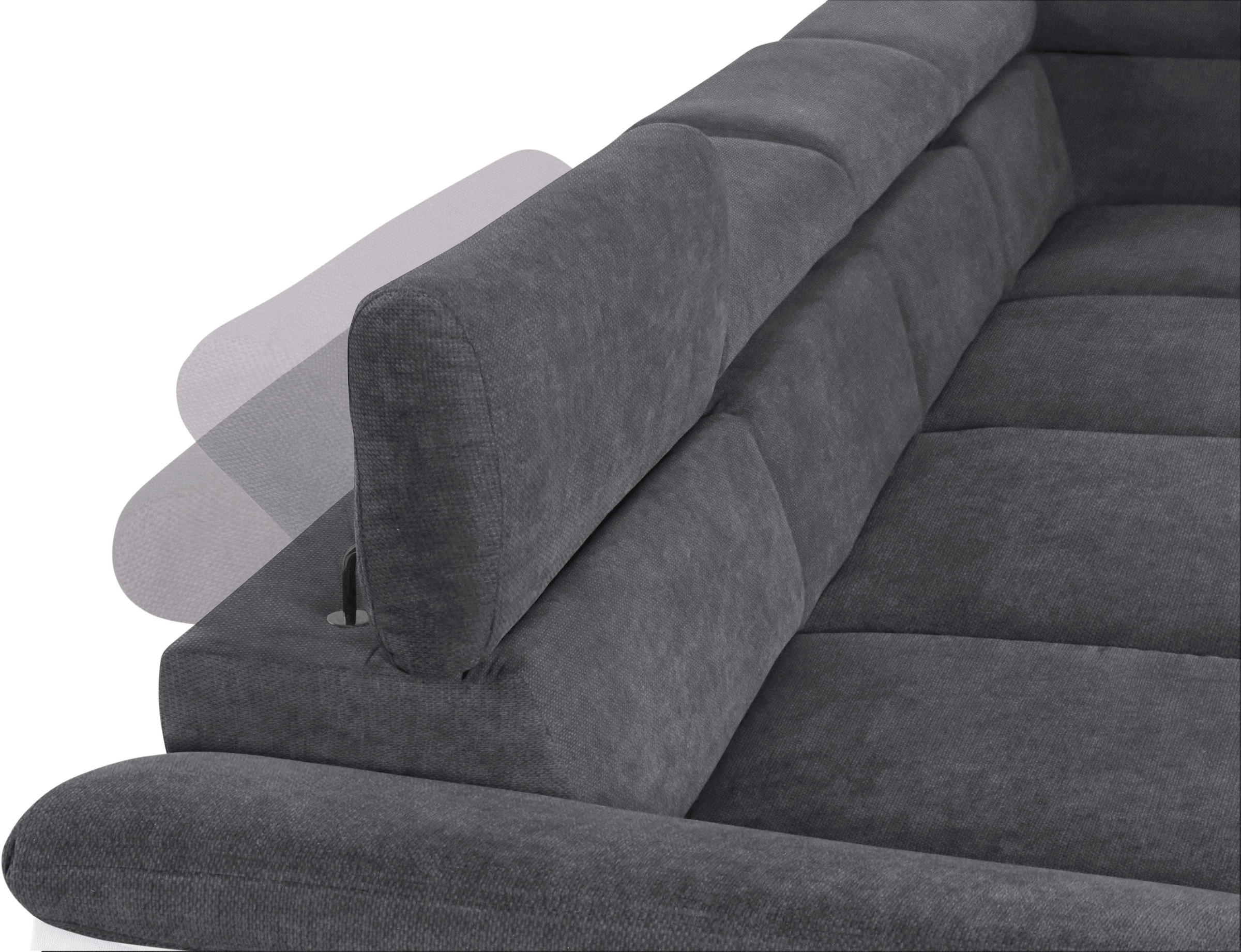 COTTA Wohnlandschaft »Komaris U-Form, B: 320 cm«, mit Kopfteilverstellung, optional Bettfunktion, Bettkasten & Licht