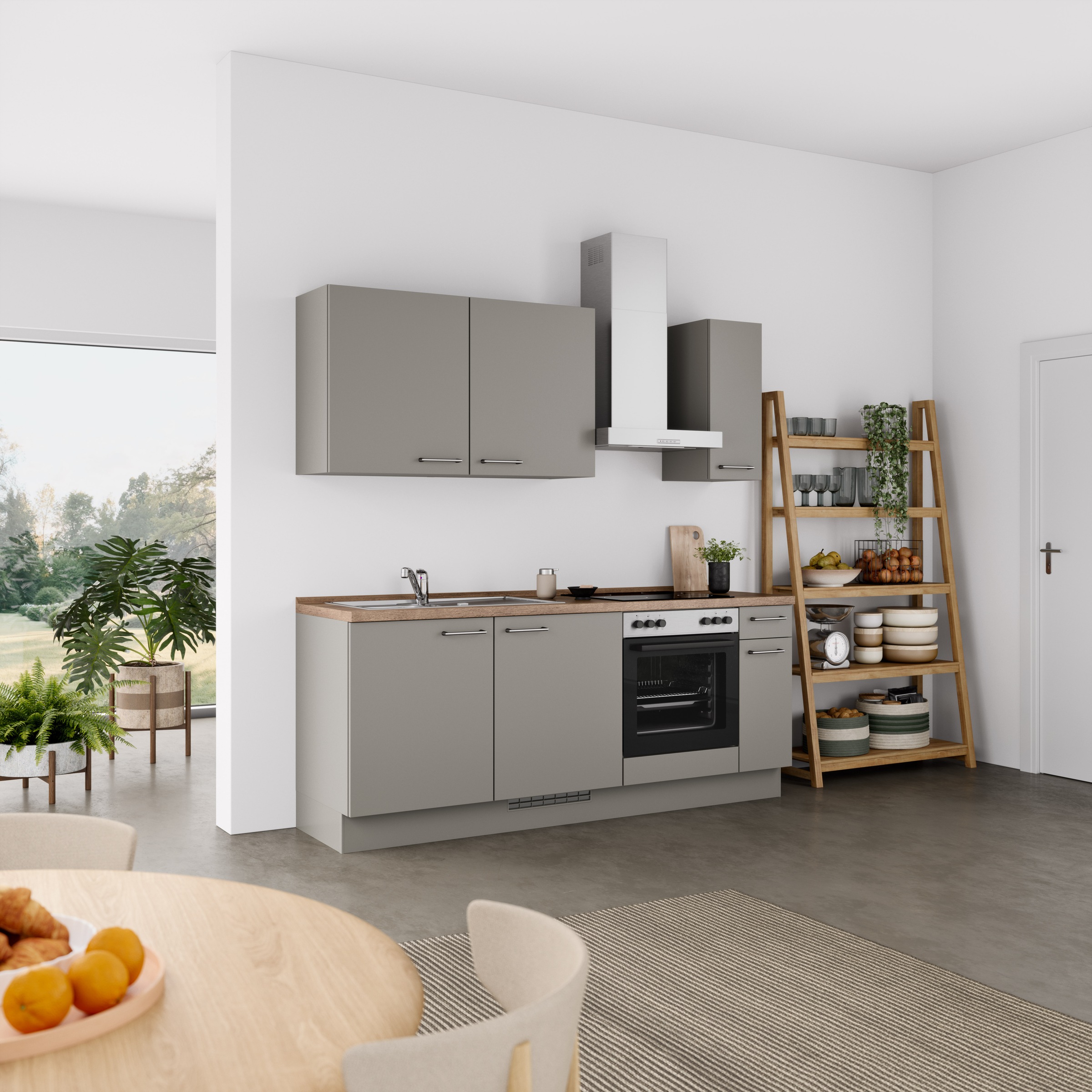 nobilia® Küchenzeile »"Laser I"«, vormontiert, Ausrichtung wählbar, Breite 210 cm, wahlw. mit E-Geräten