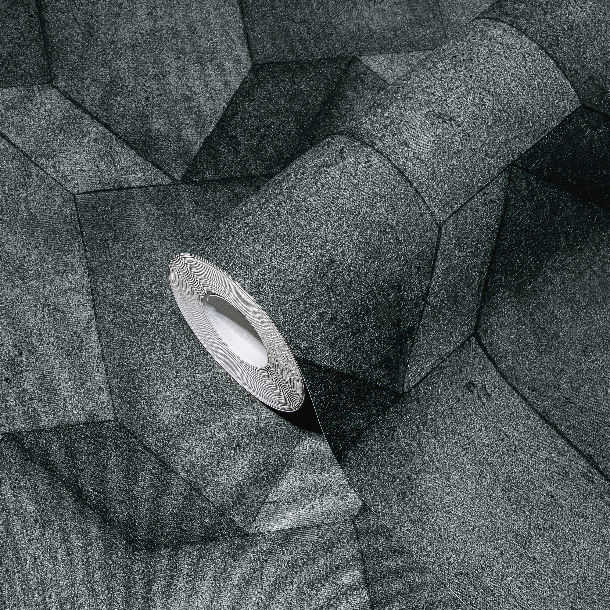 A.S. Création Vliestapete »THE BOS Betonoptik 3D Effekt«, matt-gemustert-neutral, Betonoptik 3D Effekt Tapeten Wohnzimmer Schlafzimmer Küche Anthrazit