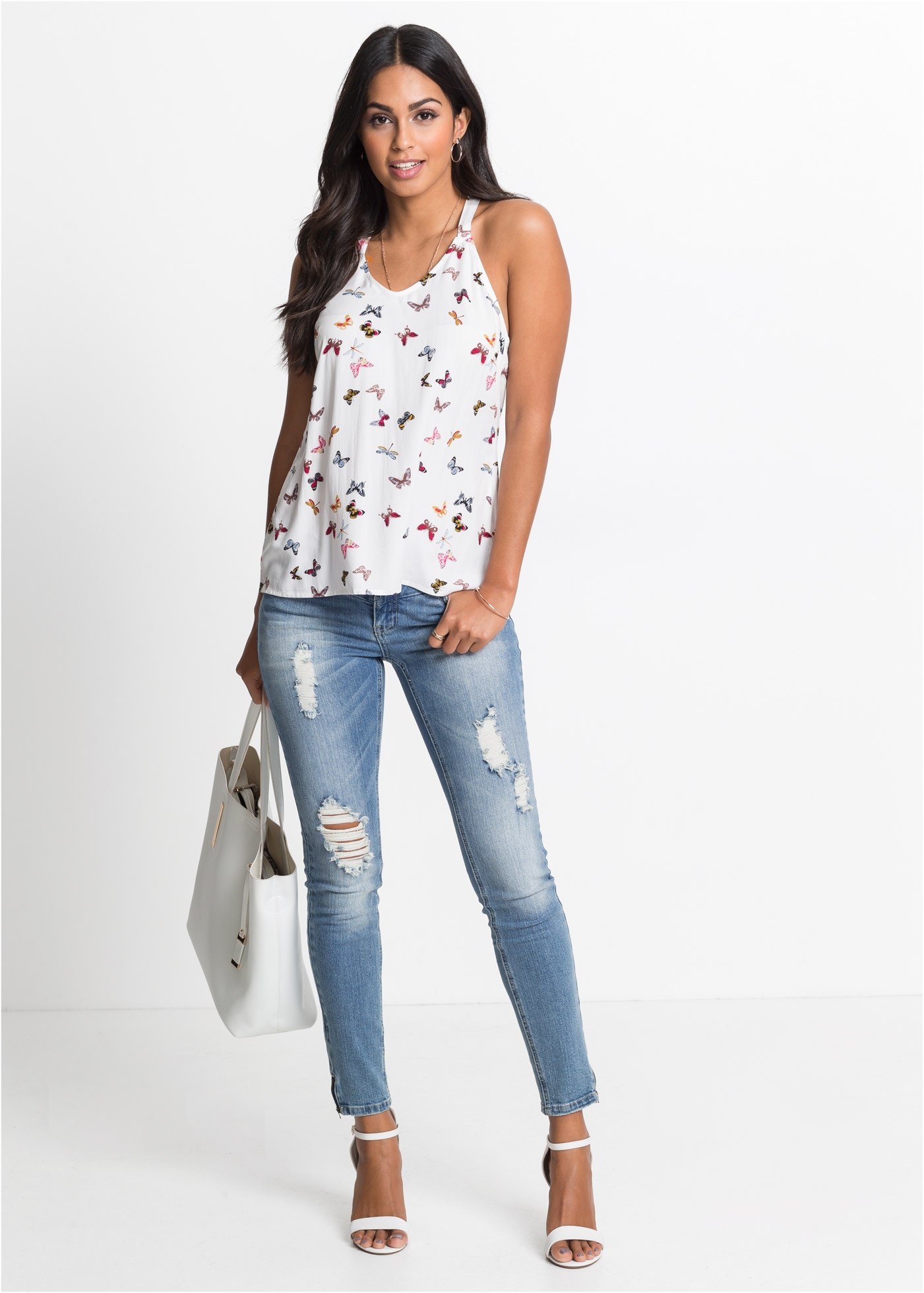 bonprix Blusentop A-Linie, ausgestellter Saum, originelle Rückenlösung