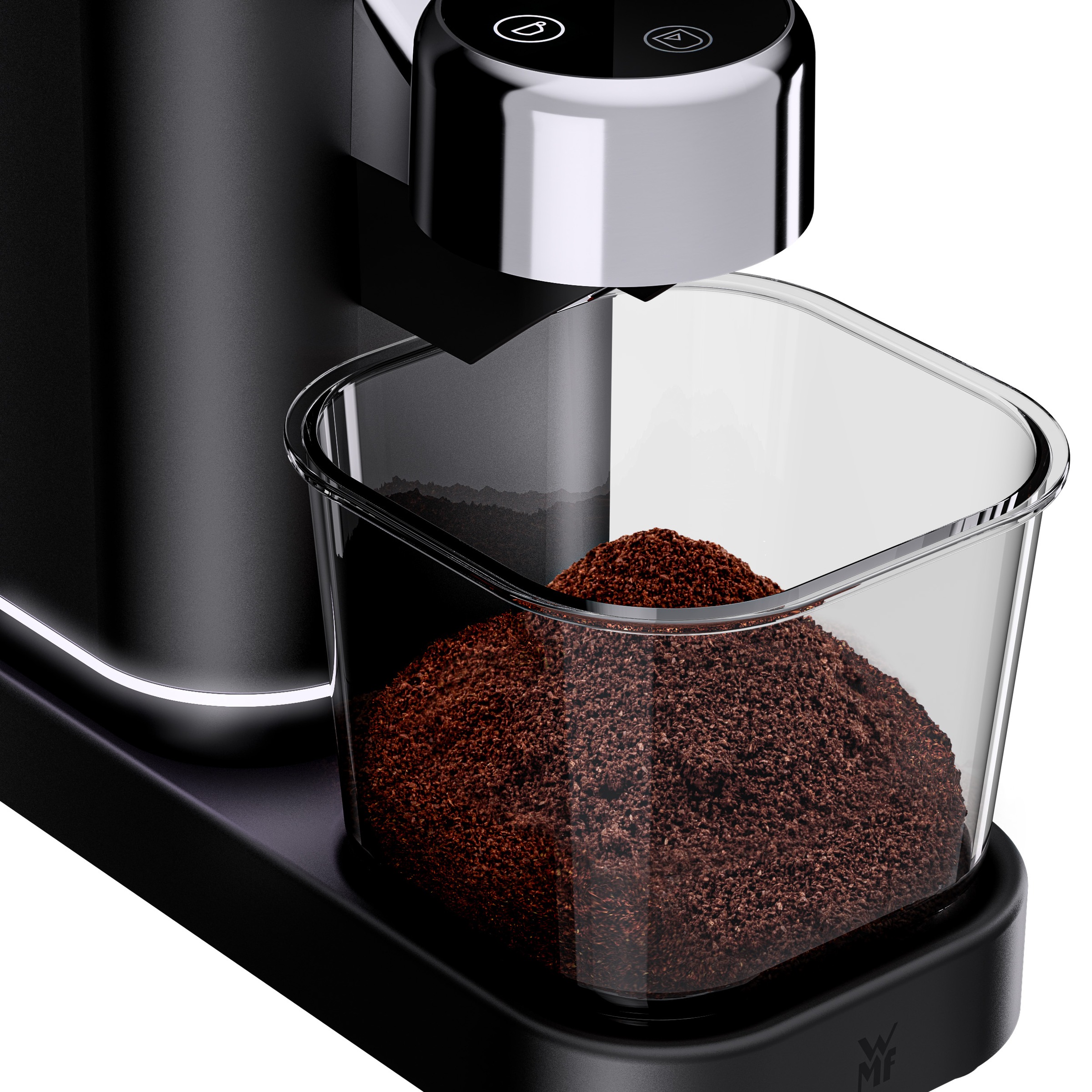 WMF Kaffeemühle »Lumero«, 150 W, Kegelmahlwerk, 180 g Bohnenbehälter, 40 Mahlgrade, Edelstahlmahlwerk, LED-Display, 150 Watt, Cromargan