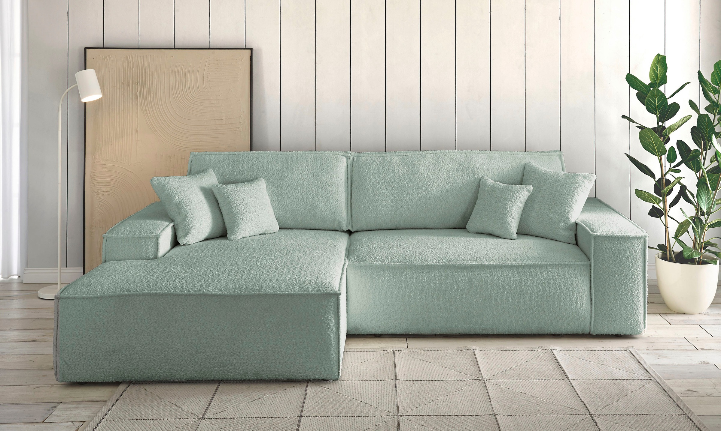 andas Ecksofa »FINNLEY Schlafsofa 267 cm, L-Form mit Schlaffunktion & Bettk günstig online kaufen