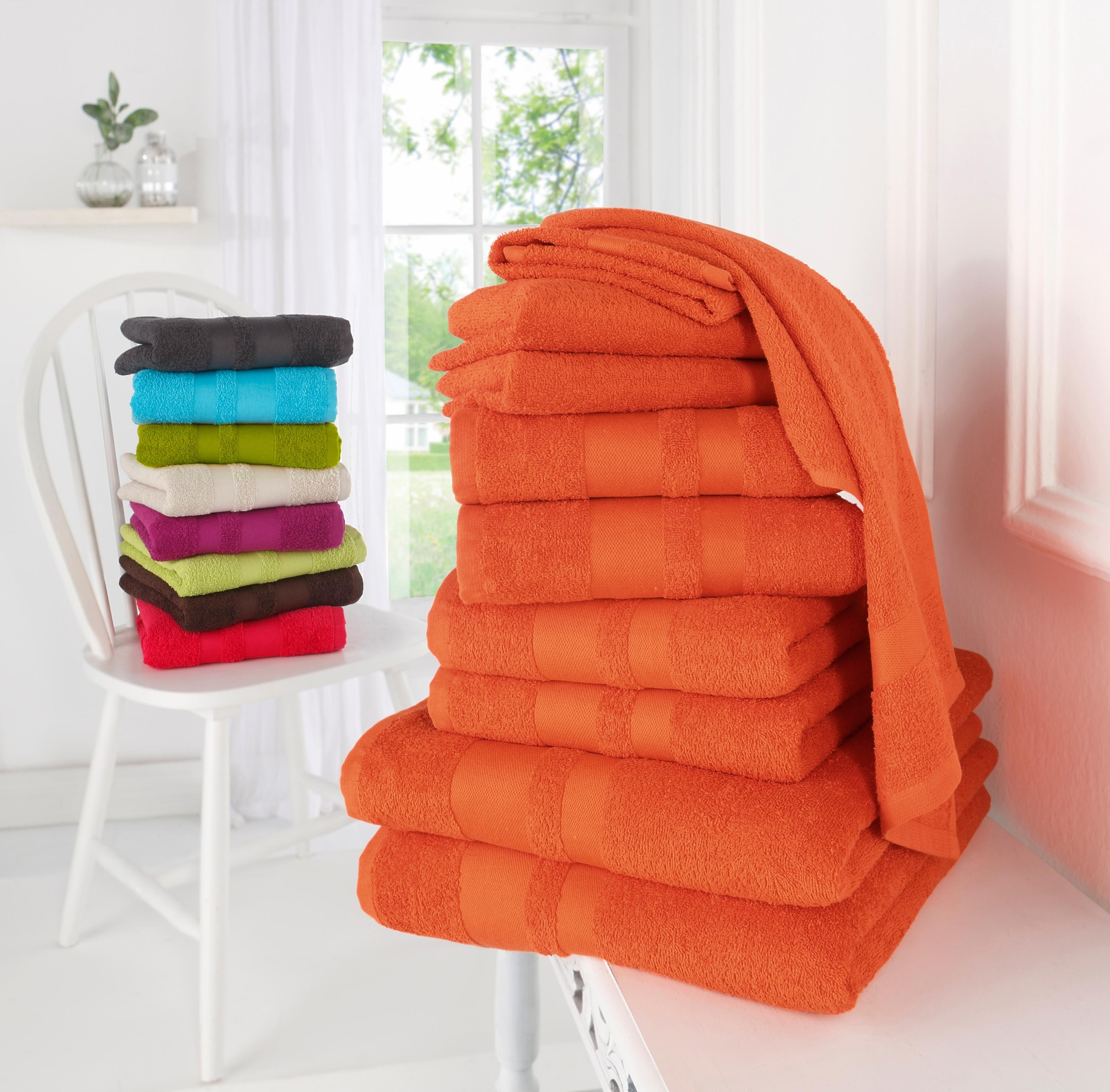 my home Handtuch Set 100% Baumwolle tlg., einfarbiges Set, Bordüre, online »Vanessa«, kaufen Walkfrottee, Handtuch-Set mit aus 10 Handtücher