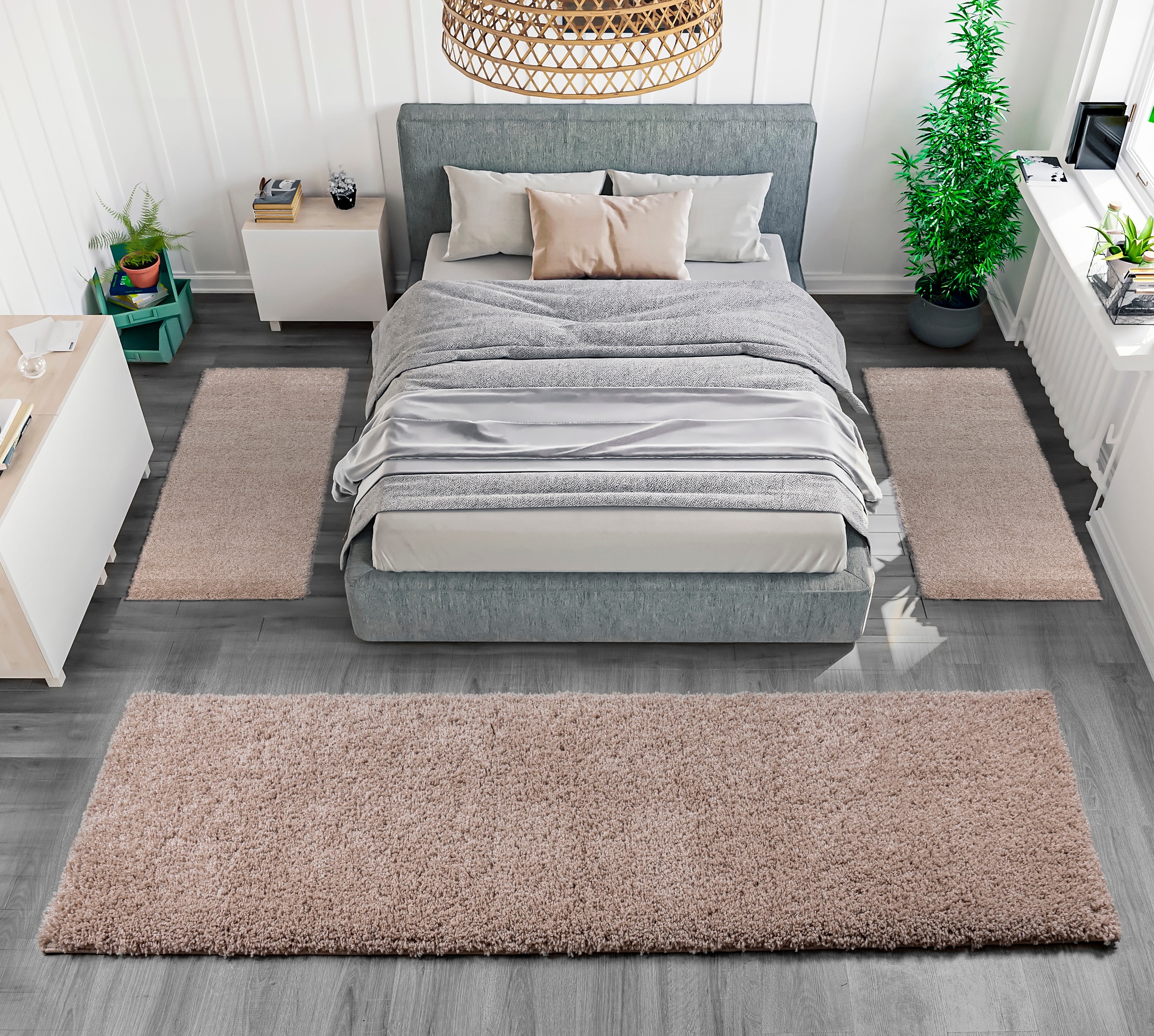 my home Bettumrandung »Shaggy 30«, (3 tlg.), gewebt, 2- oder 3-teilig, Bett günstig online kaufen