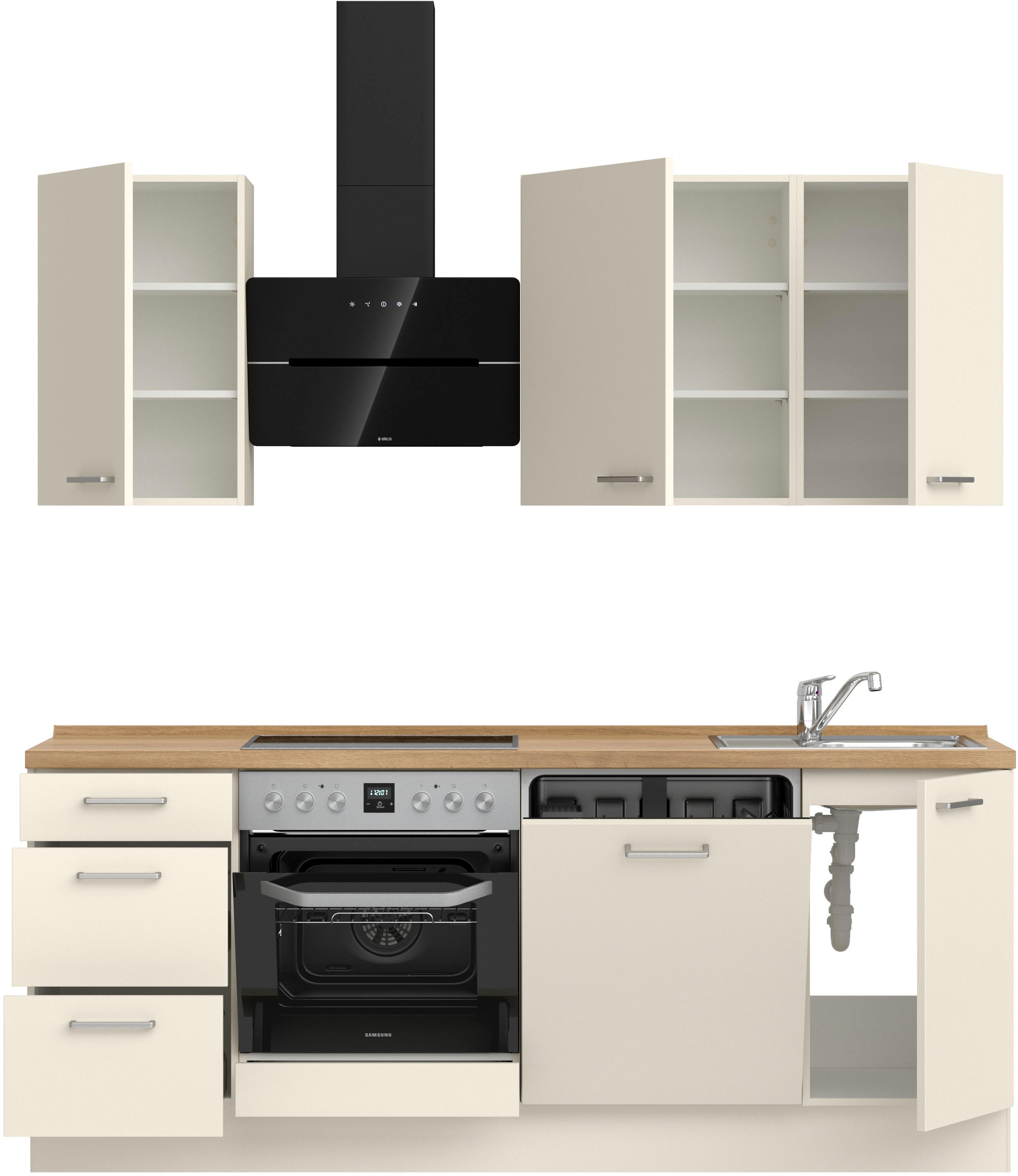 nobilia® Küchenzeile »"Touch II"«, vormontiert, Ausrichtung wählbar, Breite 210 cm, wahlw. mit E-Geräten