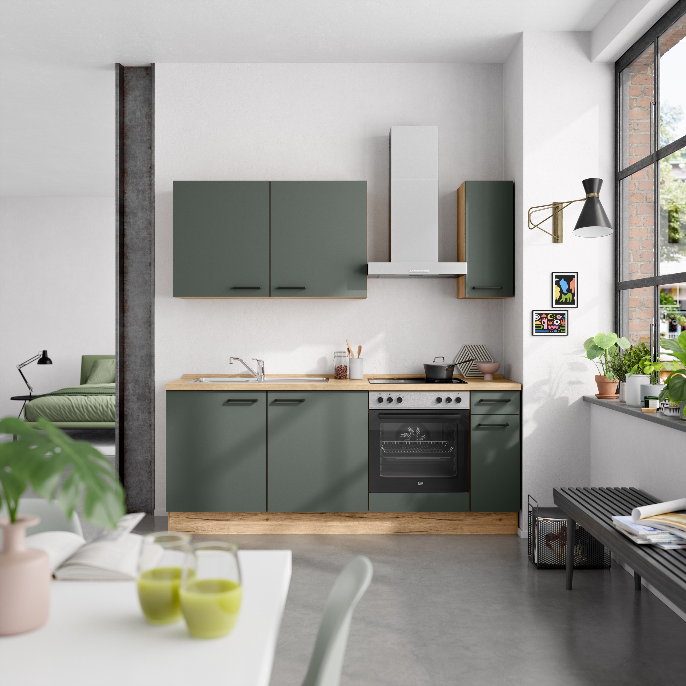 nobilia® Küchenzeile »"Easytouch I"«, vormontiert, Ausrichtung wählbar, Breite 210 cm, wahlw. mit E-Geräten