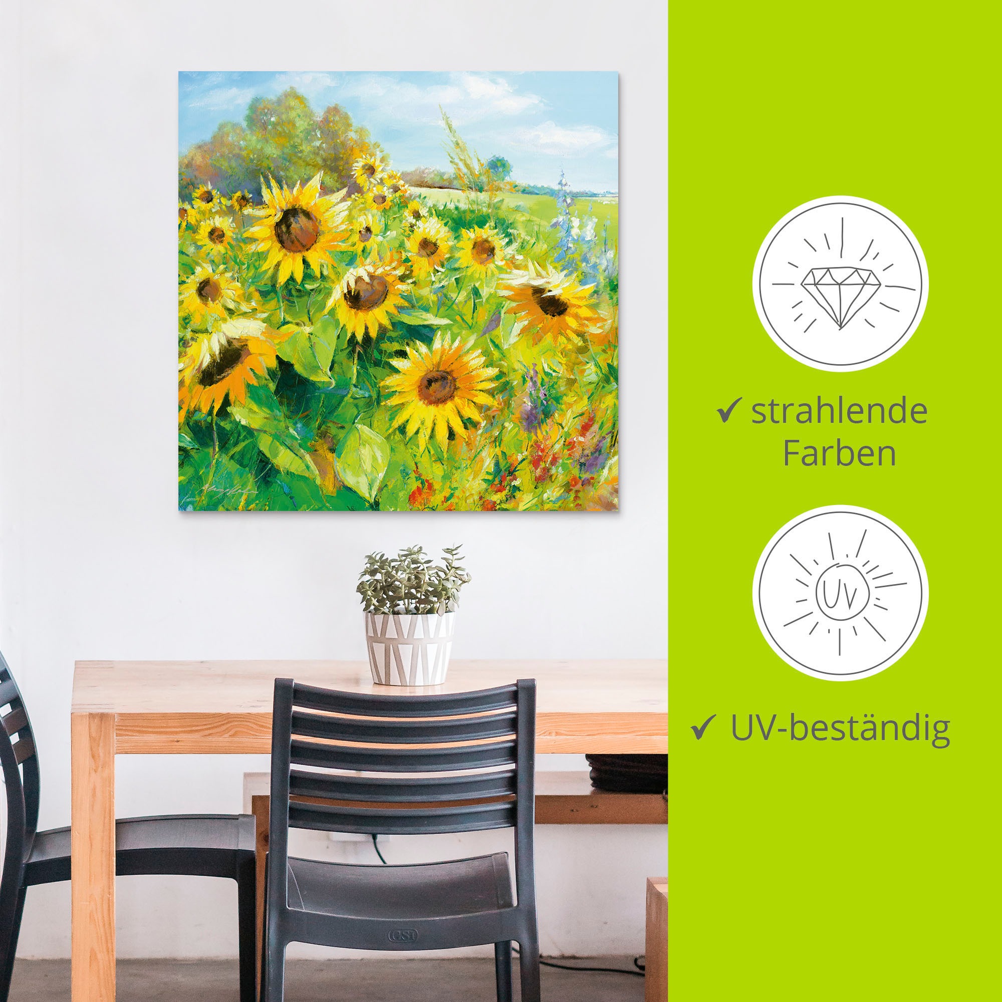 Artland Wandbild »Sommerwiese mit Sonnenblumen«, Blumenwiese, (1 St.), als Alubild, Outdoorbild, Leinwandbild, Poster, Wandaufkleber