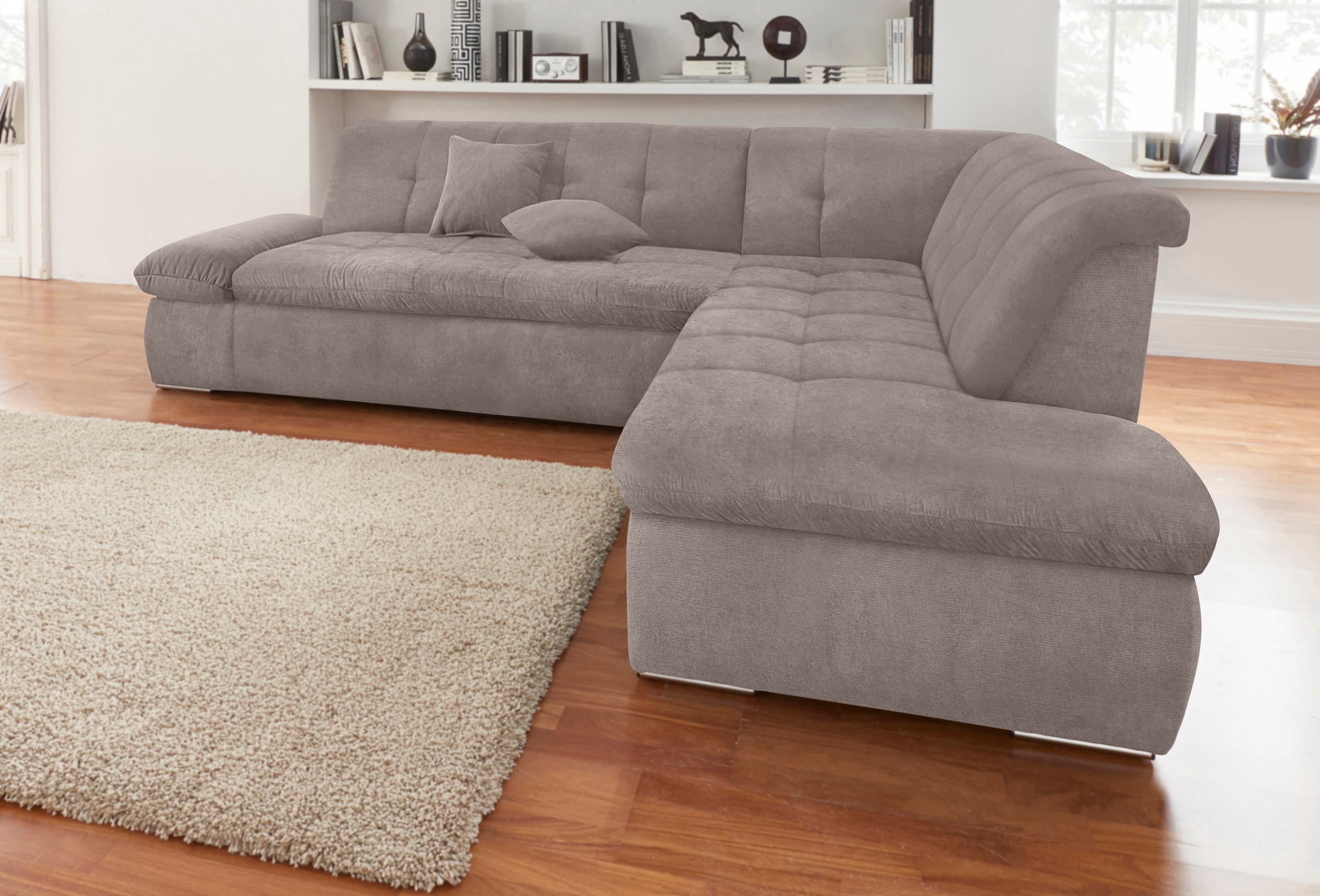 DOMO collection Ecksofa "NMoric incl. Zierkissen B/T/H: 273/216/80 cm L-For günstig online kaufen