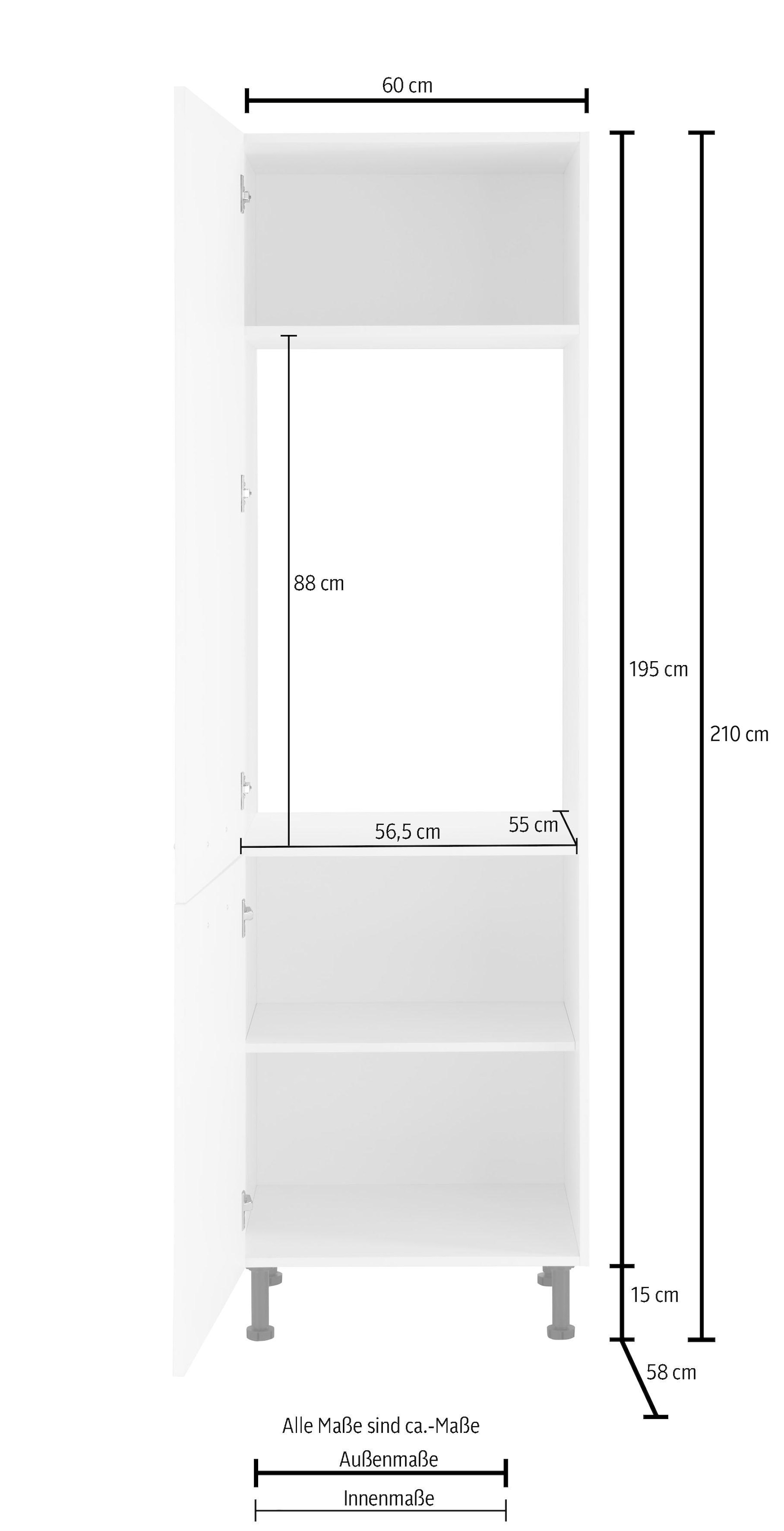 wiho Küchen Kühlumbauschrank »Ela«, Breite 60 cm, höhenverstellbare Füße