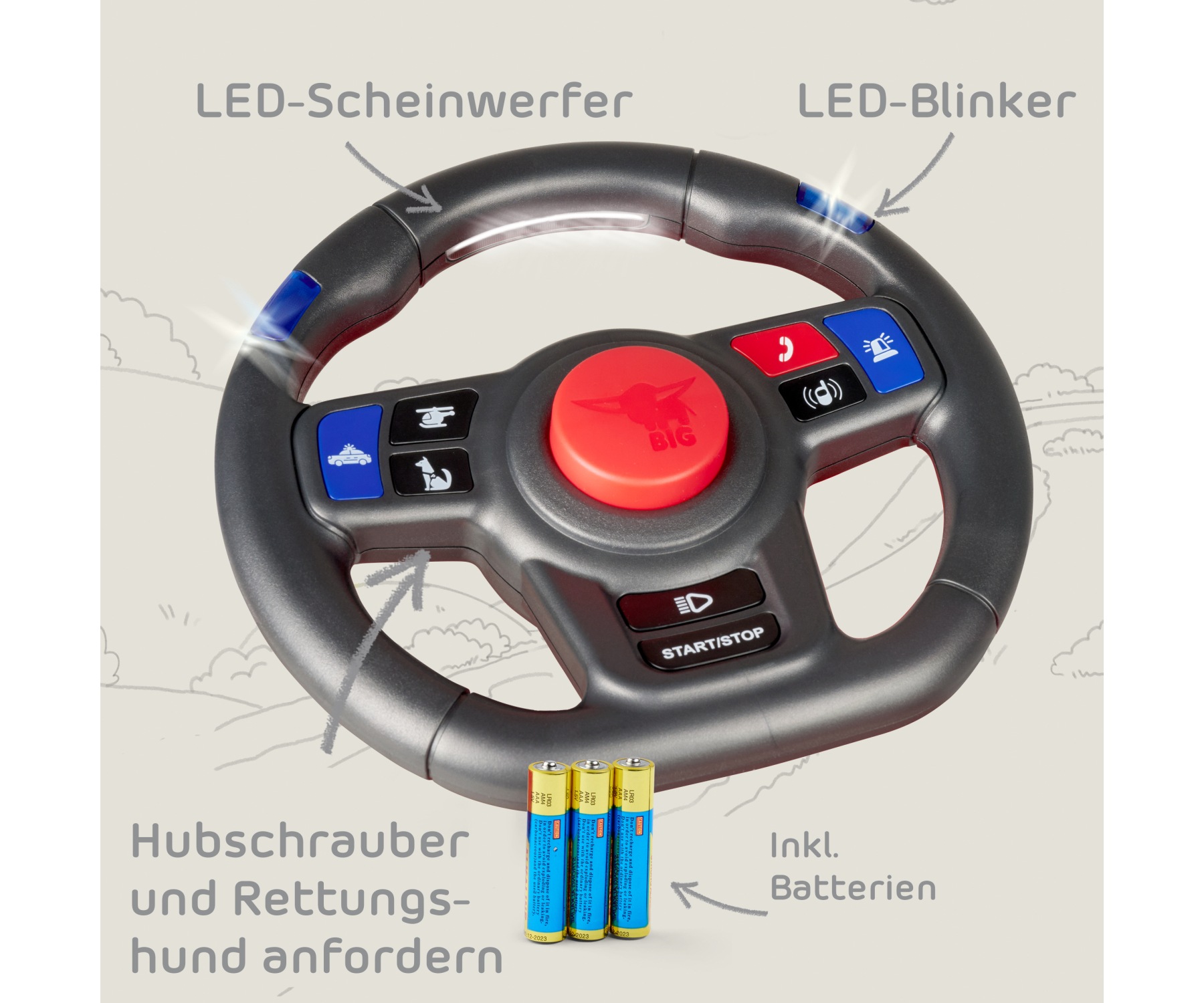 BIG Spielfahrzeug-Lenkrad »BIG SOS Sound Lenkrad« mit Sound; Zubehör für Bobby Car