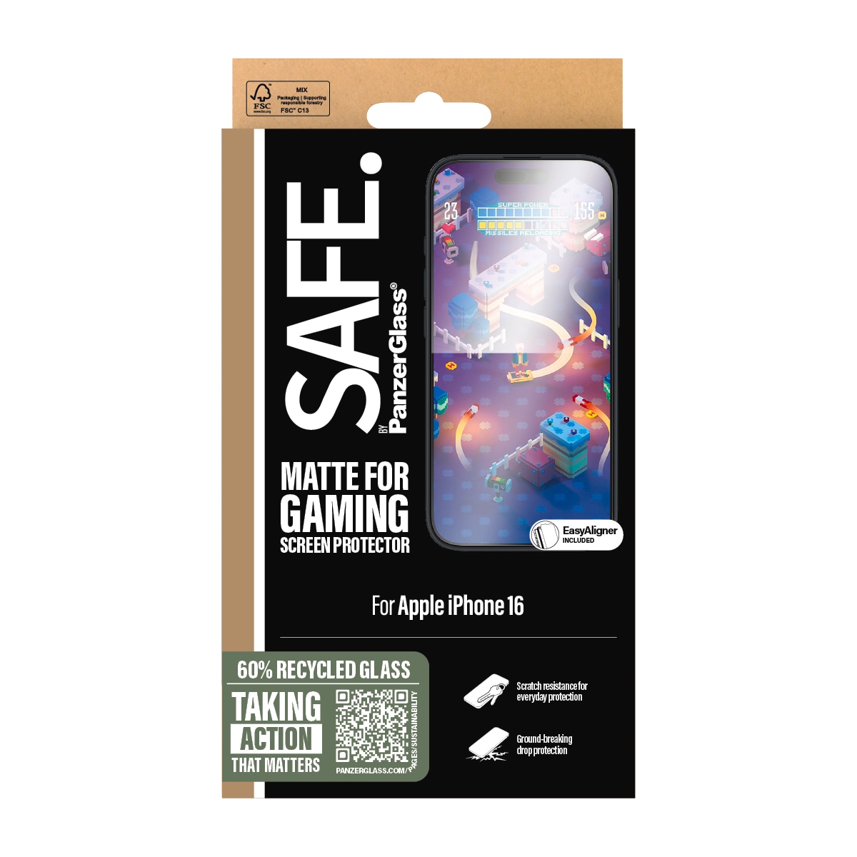 SAFE by PanzerGlass Displayschutzglas »Matte for Gaming Screen Protection«, für Apple iPhone 16-Apple iPhone 15, Displayschutzfolie, Schutzfolie, Bildschirmschutz, kratz- & stoßfest
