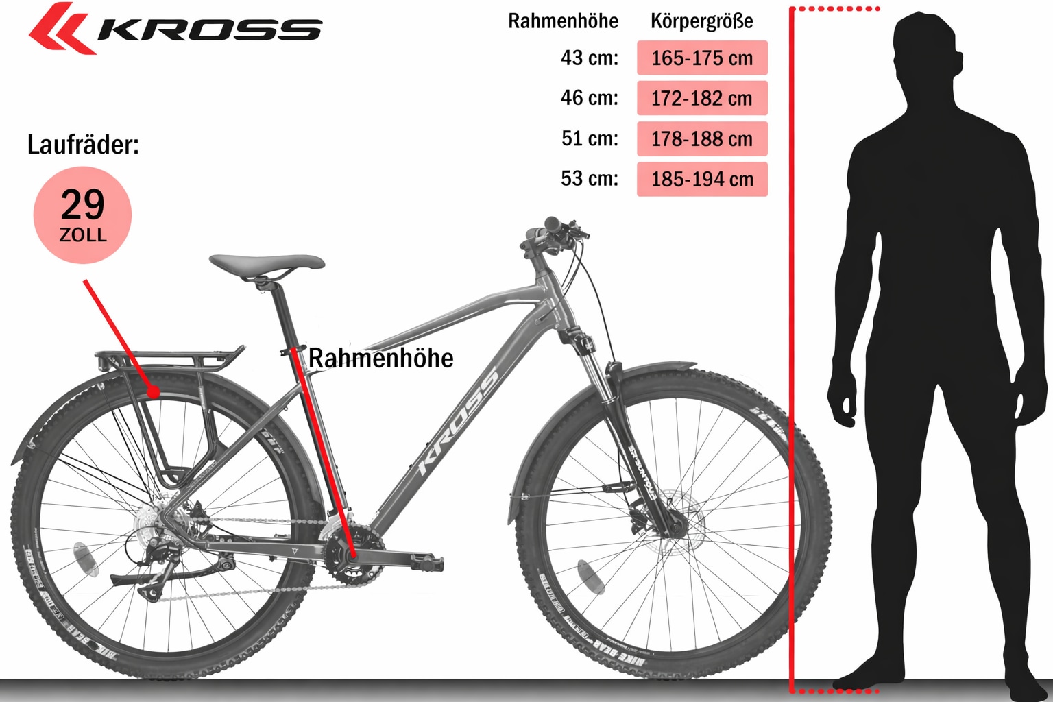 Kross Mountainbike »KROSS MTB Hardtail Hexagon 4.0 29" grün« 16 Gang Shimano ACERA M3020 Schaltwerk Kettenschaltung
