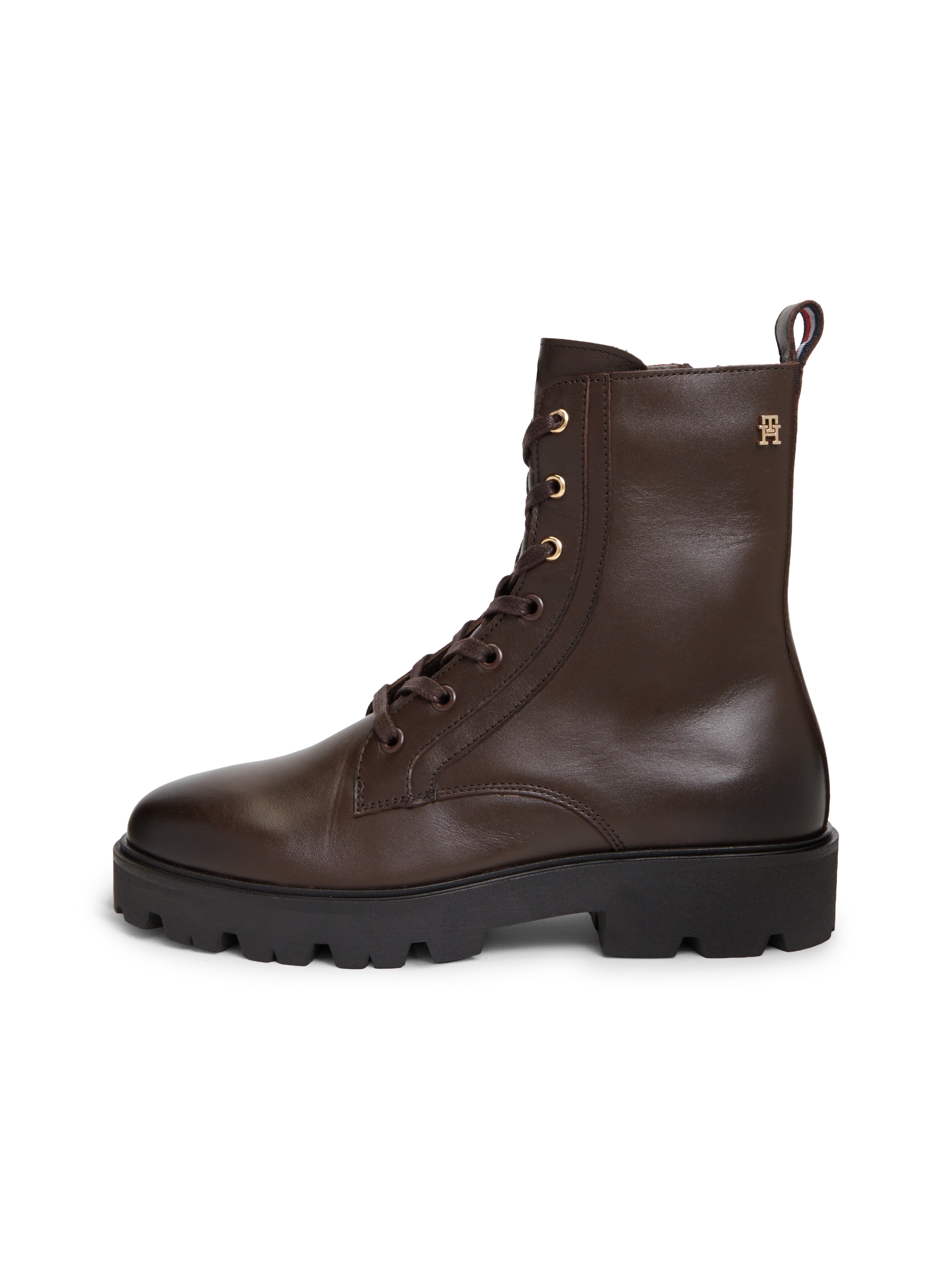 Tommy Hilfiger Schnürstiefelette »TH STUD LEATHER LACE-UP BOOT«  Blockabsatz, Schnürboots mit zusätzlichem Innenreißverschluss