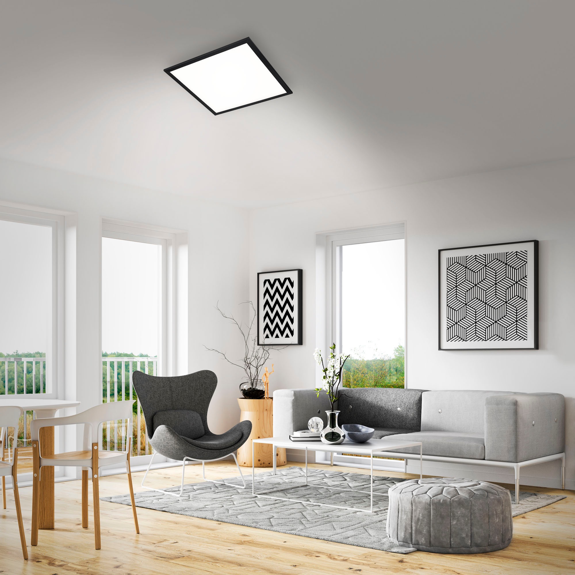 Briloner Leuchten LED Panel mit Fernbedienung, Gr. ca. 44,5 x 44,5 cm, stufenlos dimmbar, LED fest integriert